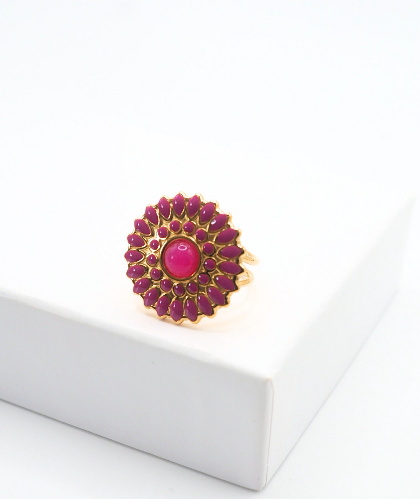 Elowen - Bague rosace rose
