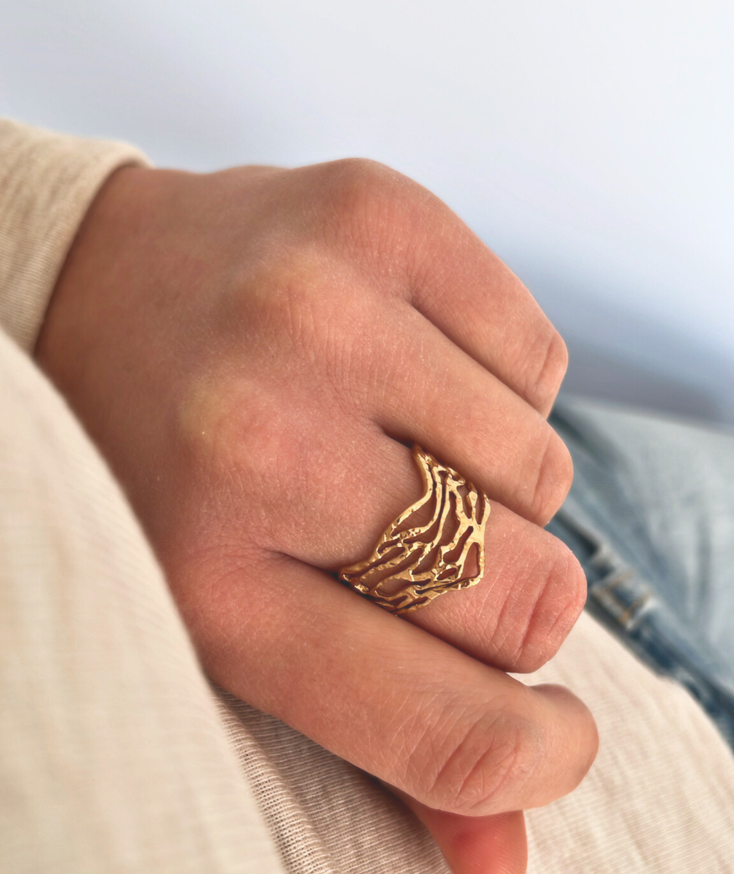 Monica - Bague multirangs martelés
