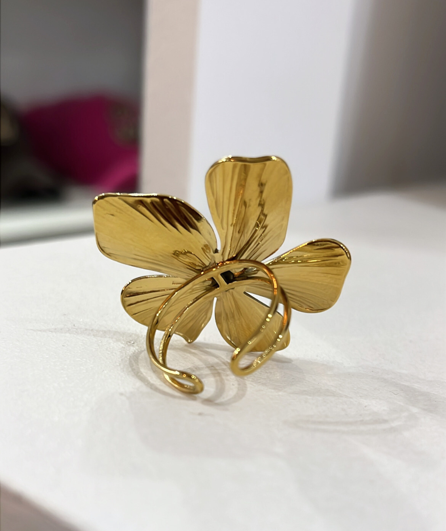 Sylvia - Bague fleurs dorée