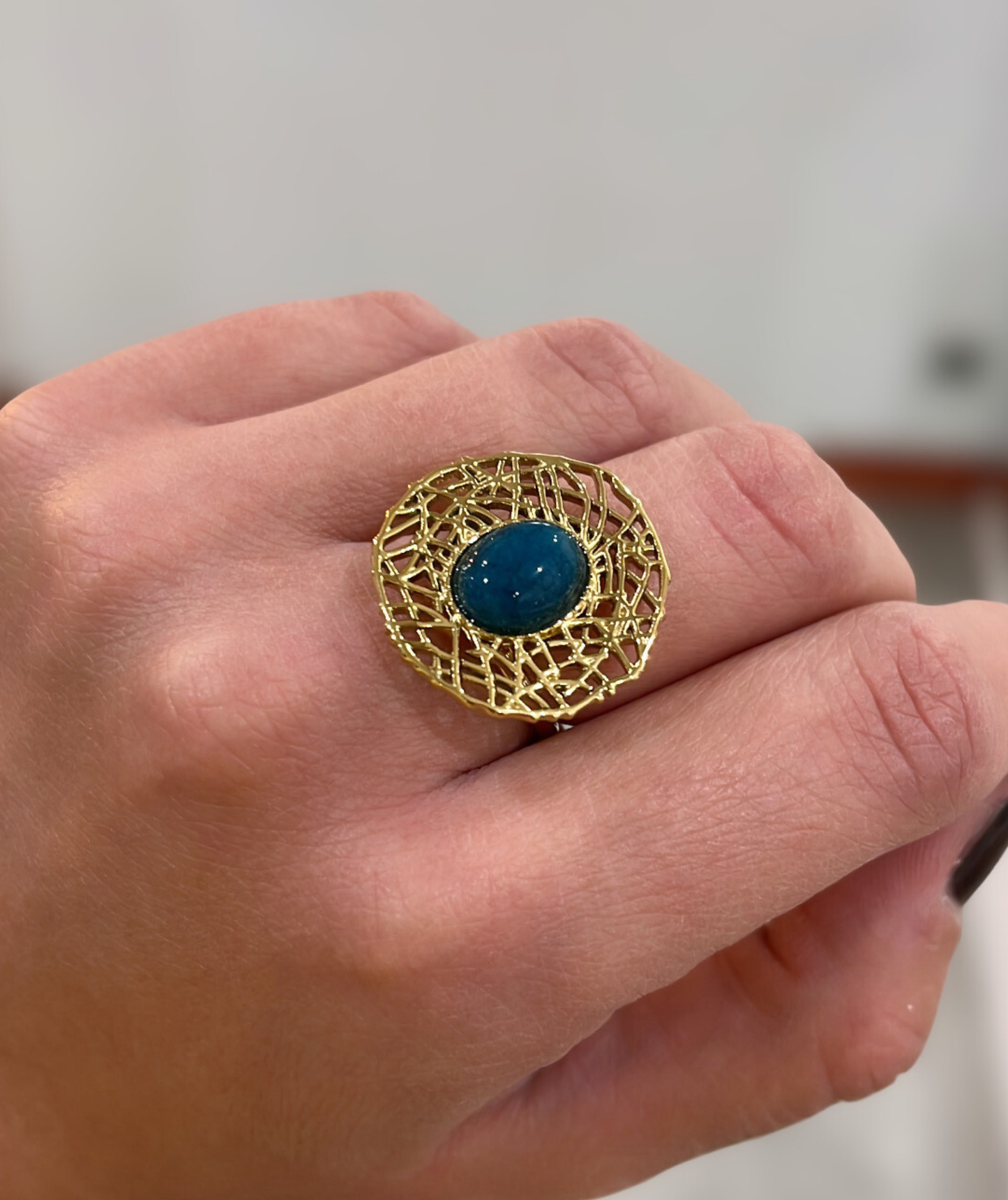 Galina - Bague ajustable design doré cercles