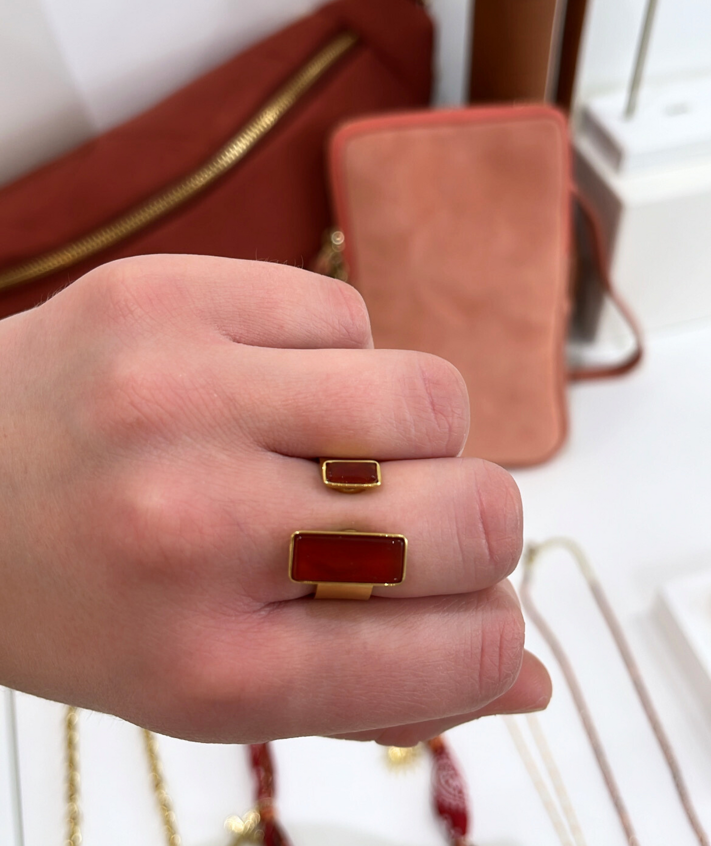 Luméa rouge - Bague brossée