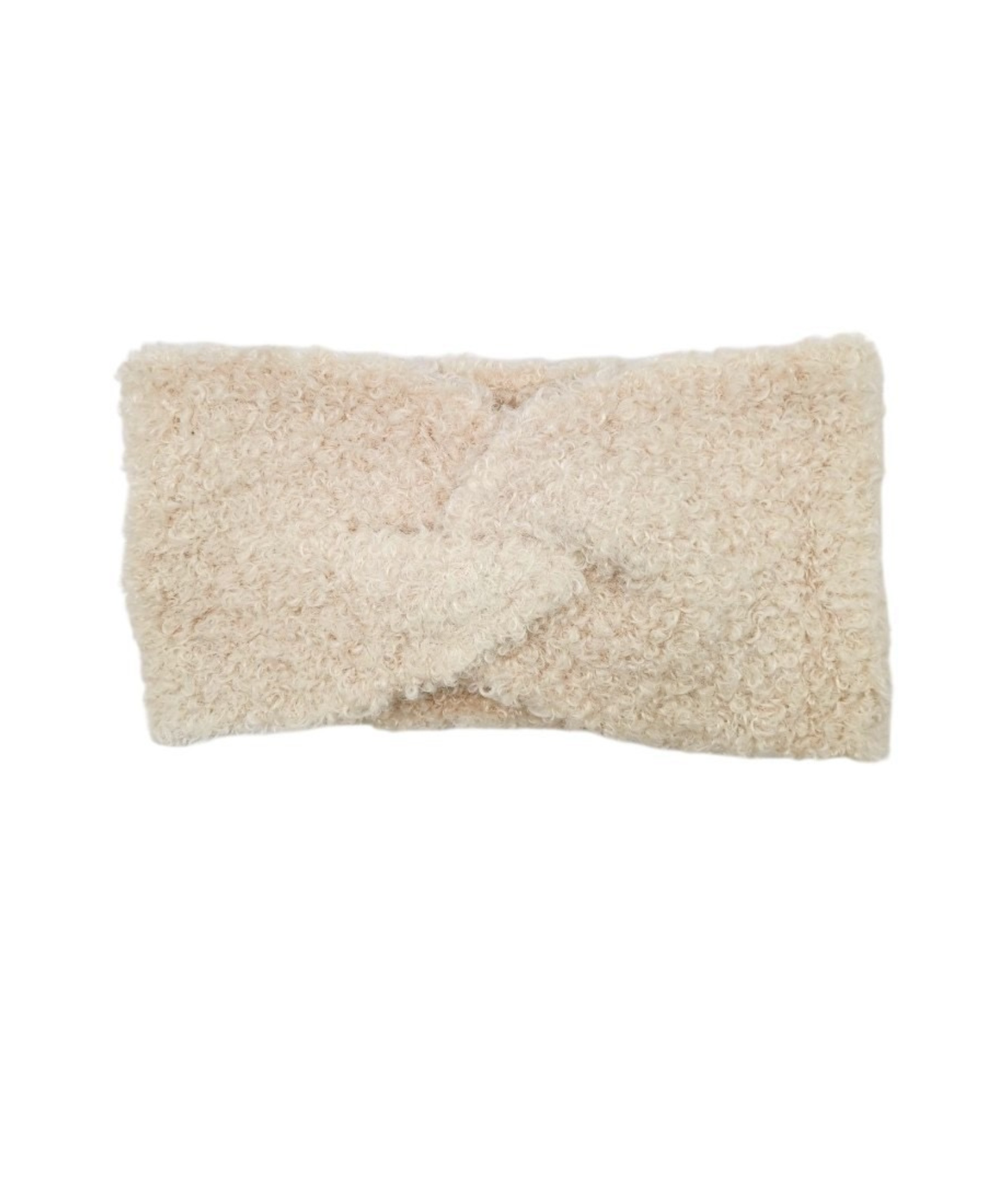Bandeau Large Beige en maille bouclette