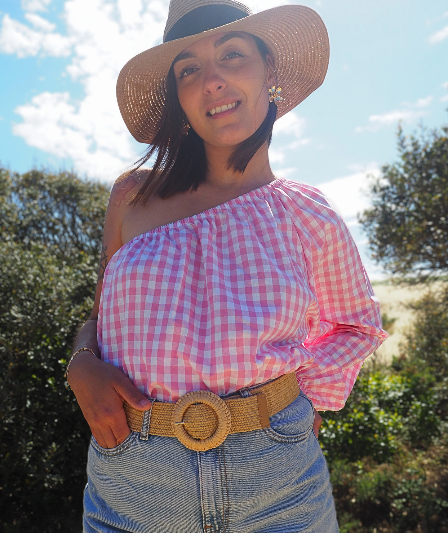 Victoria rose - Blouse one shoulder vichy