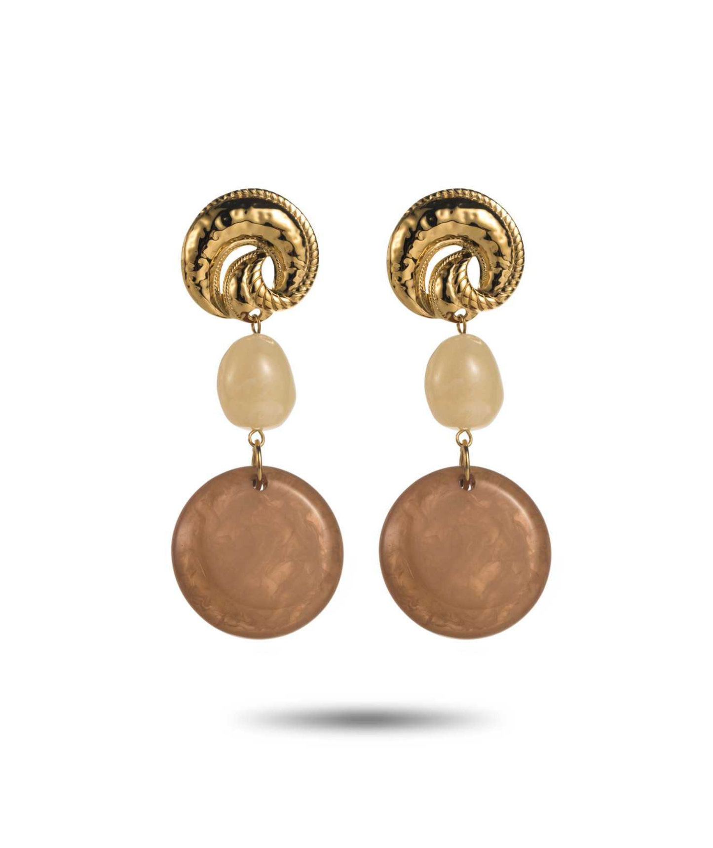 Linaé beige - Boucles d'oreilles pastilles beiges
