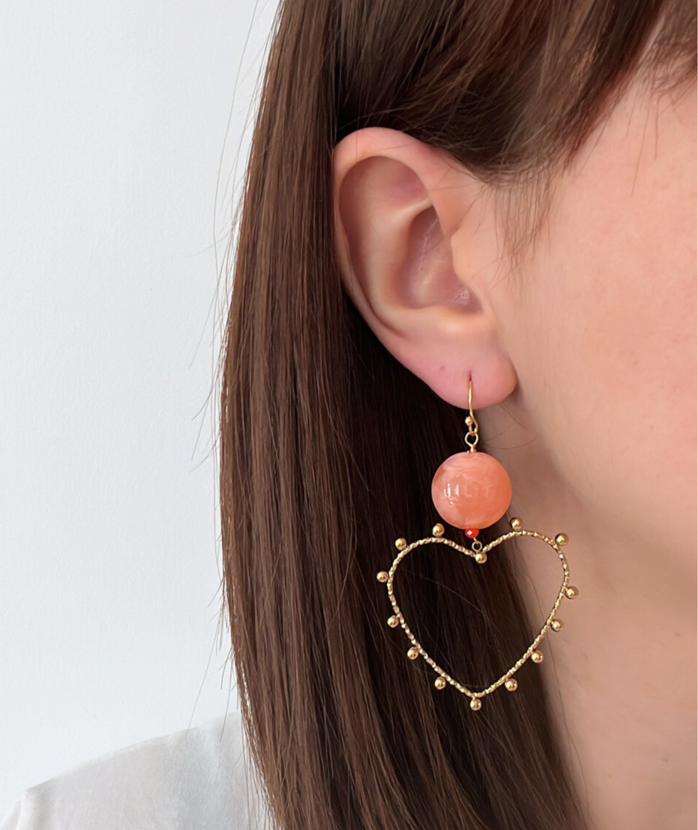 Kaina orange - Boucles d'oreilles coeur