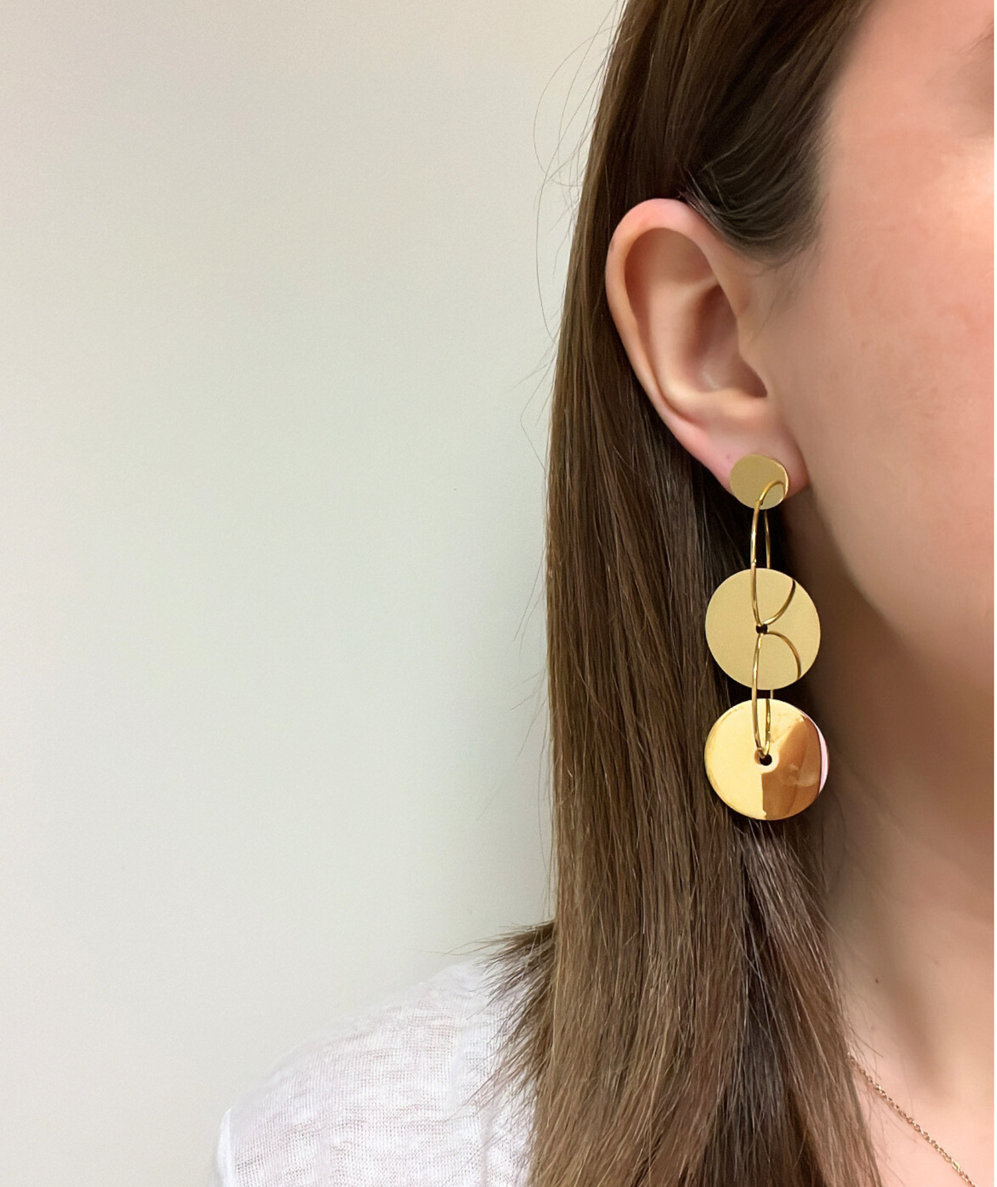 Janelle dorées - Boucles d'oreilles pendantes disques