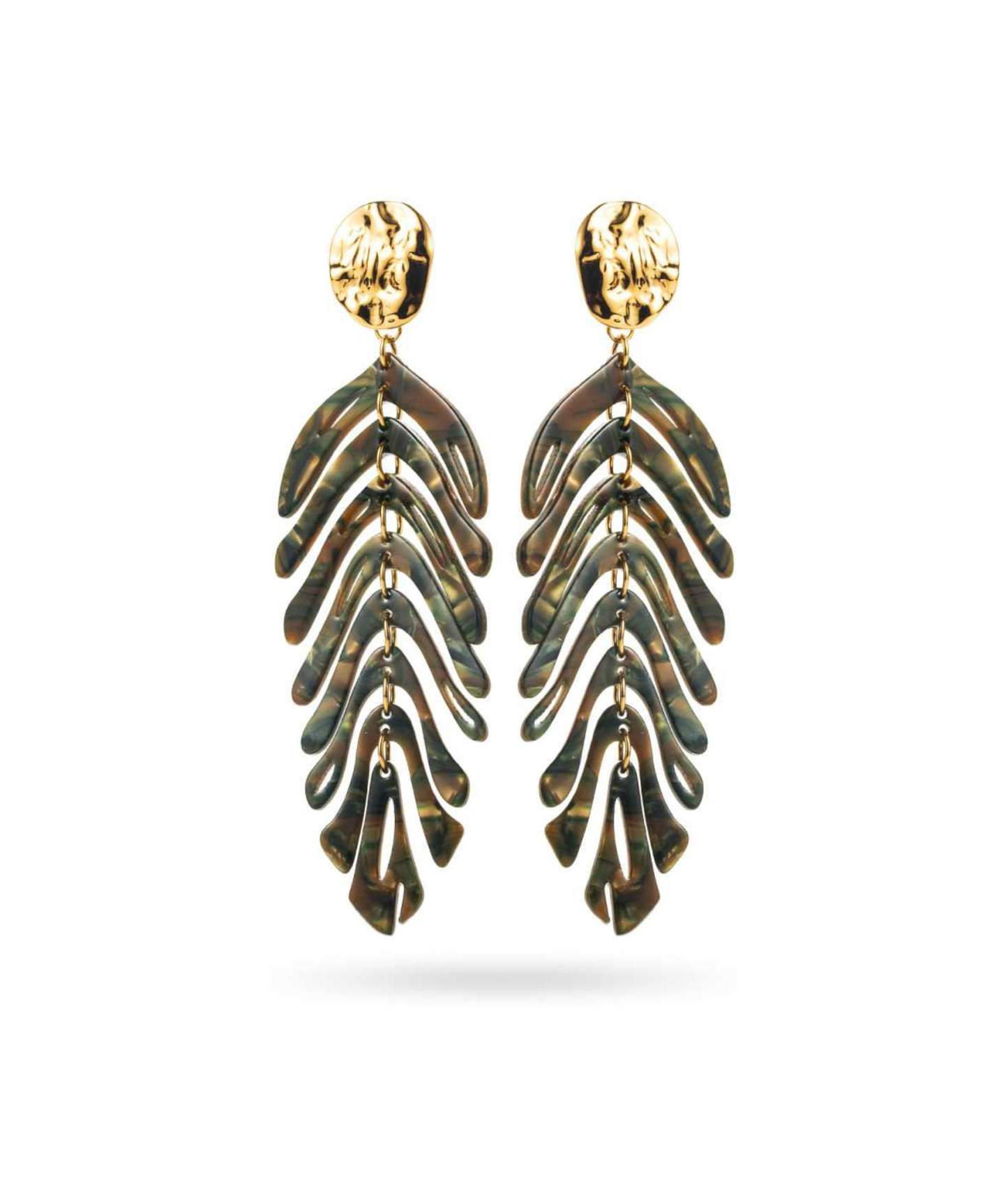 Sandra kaki - Boucles d'oreilles feuilles