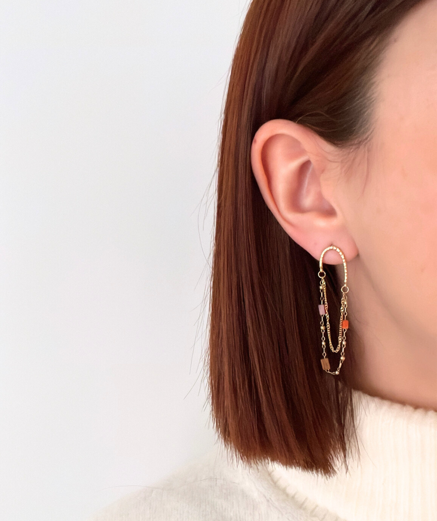 Sonia - Boucles dorées à chaînes colorées