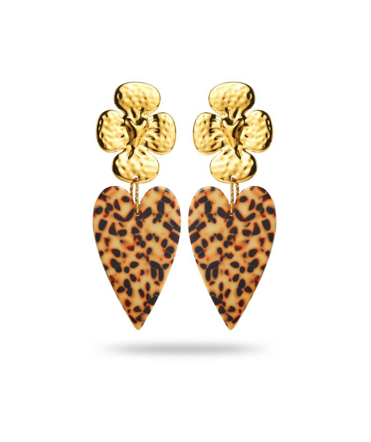 Agathe - Boucles d'oreilles coeur léopard