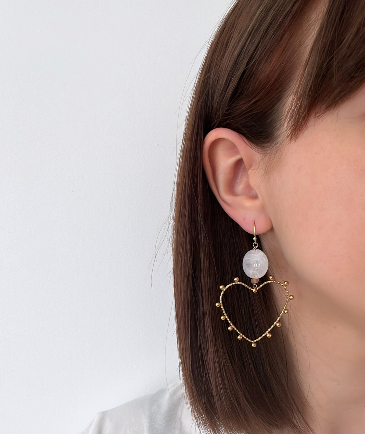 Kaina blanches - Boucles d'oreilles coeur