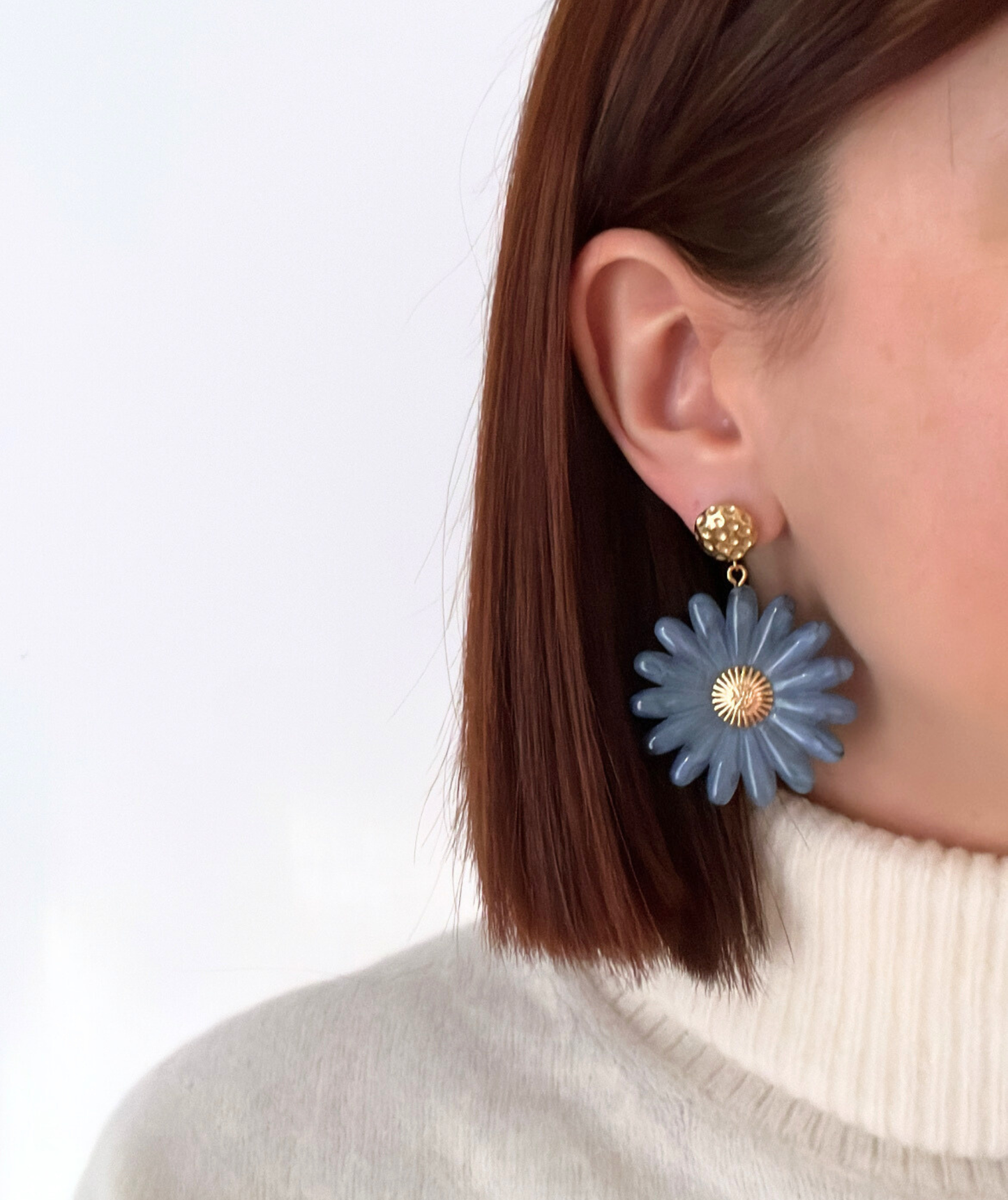 Zelly bleues - Boucles d'oreilles fleurs