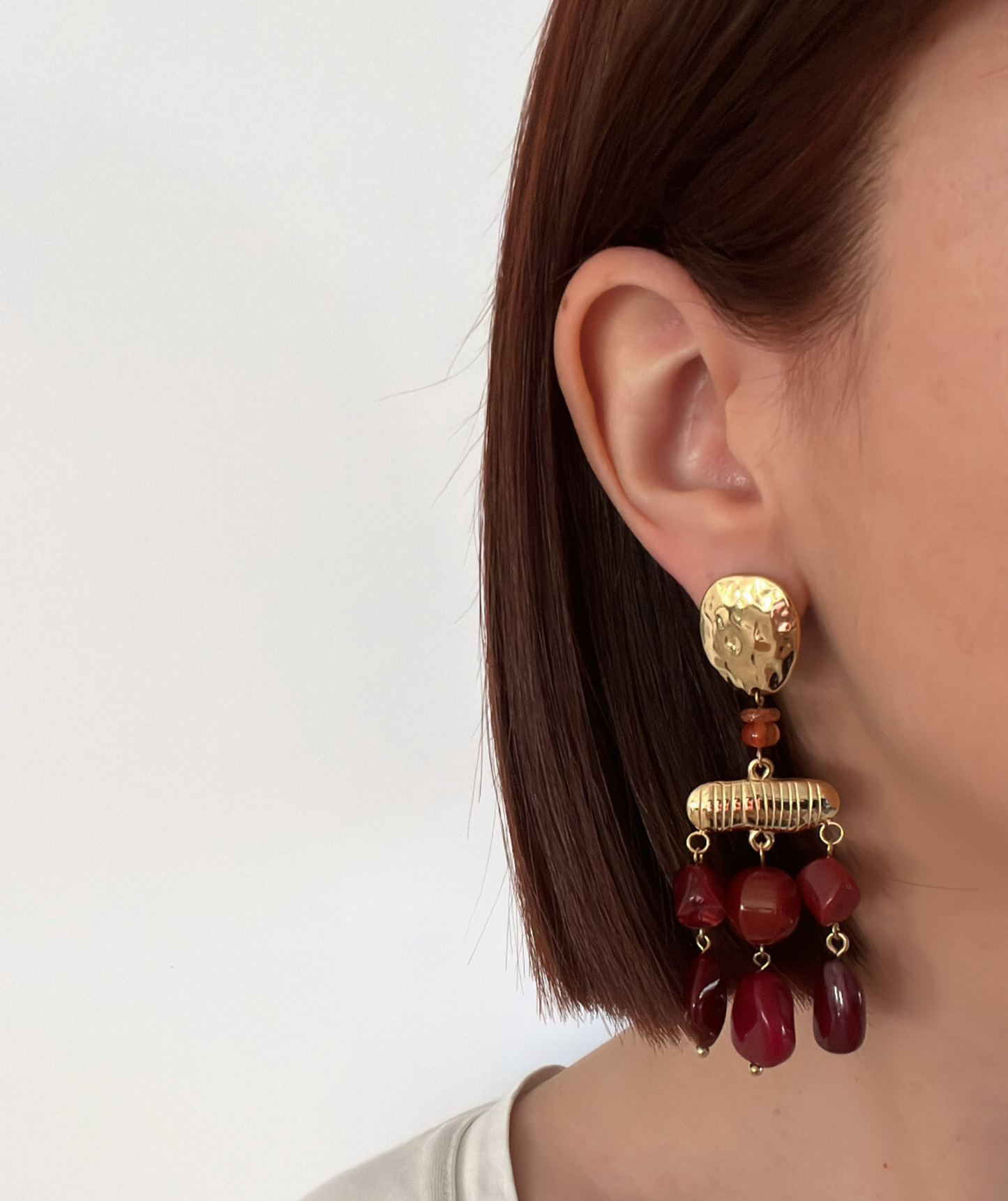 Naya bordeaux - Boucles d’oreilles pampilles