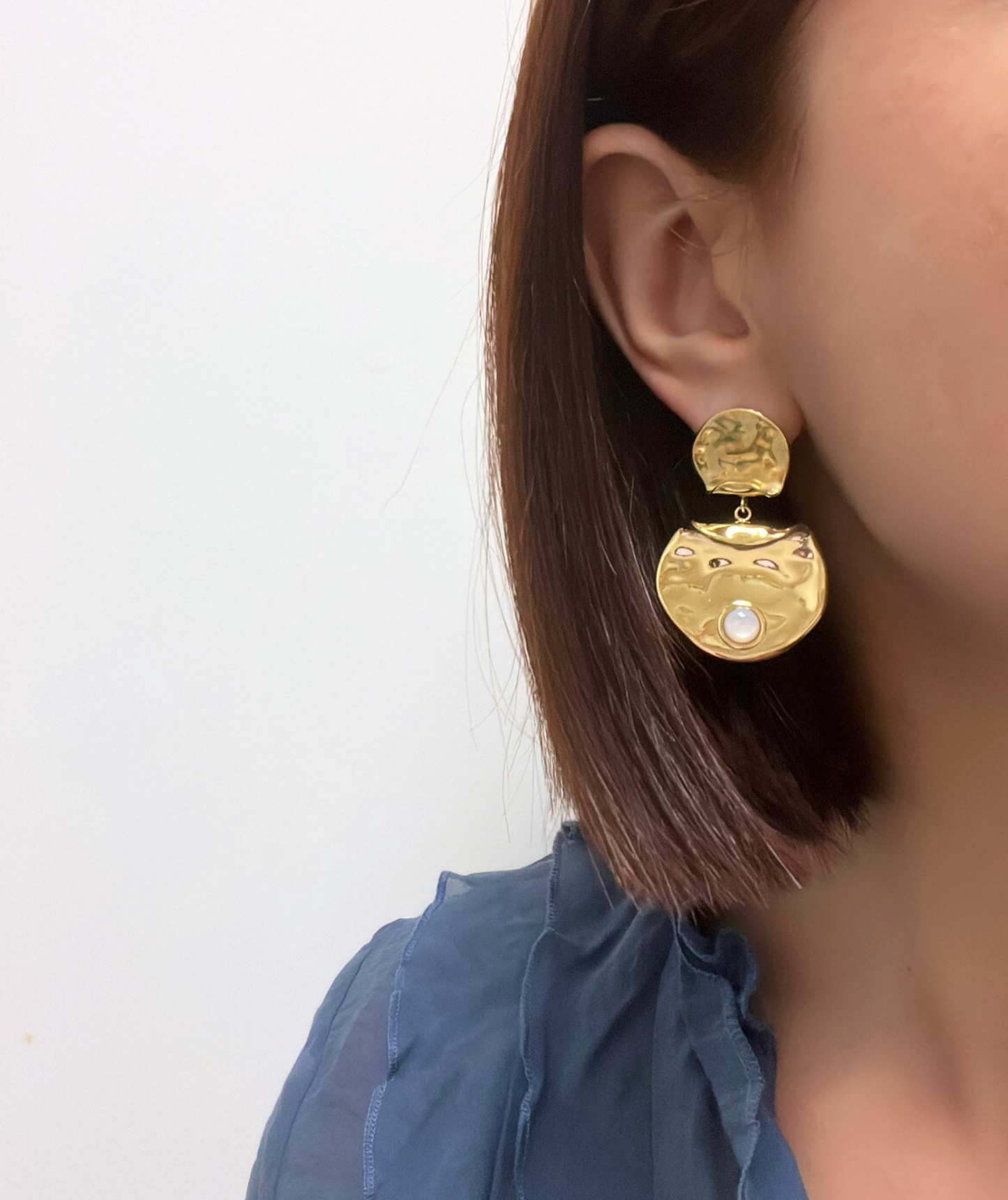 Annalou blanches - Boucles d'oreilles froisées