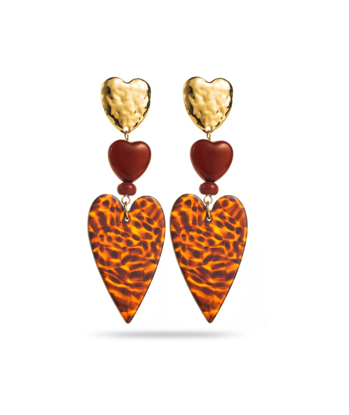 Laura marrons - Boucles d'oreilles pendantes coeur