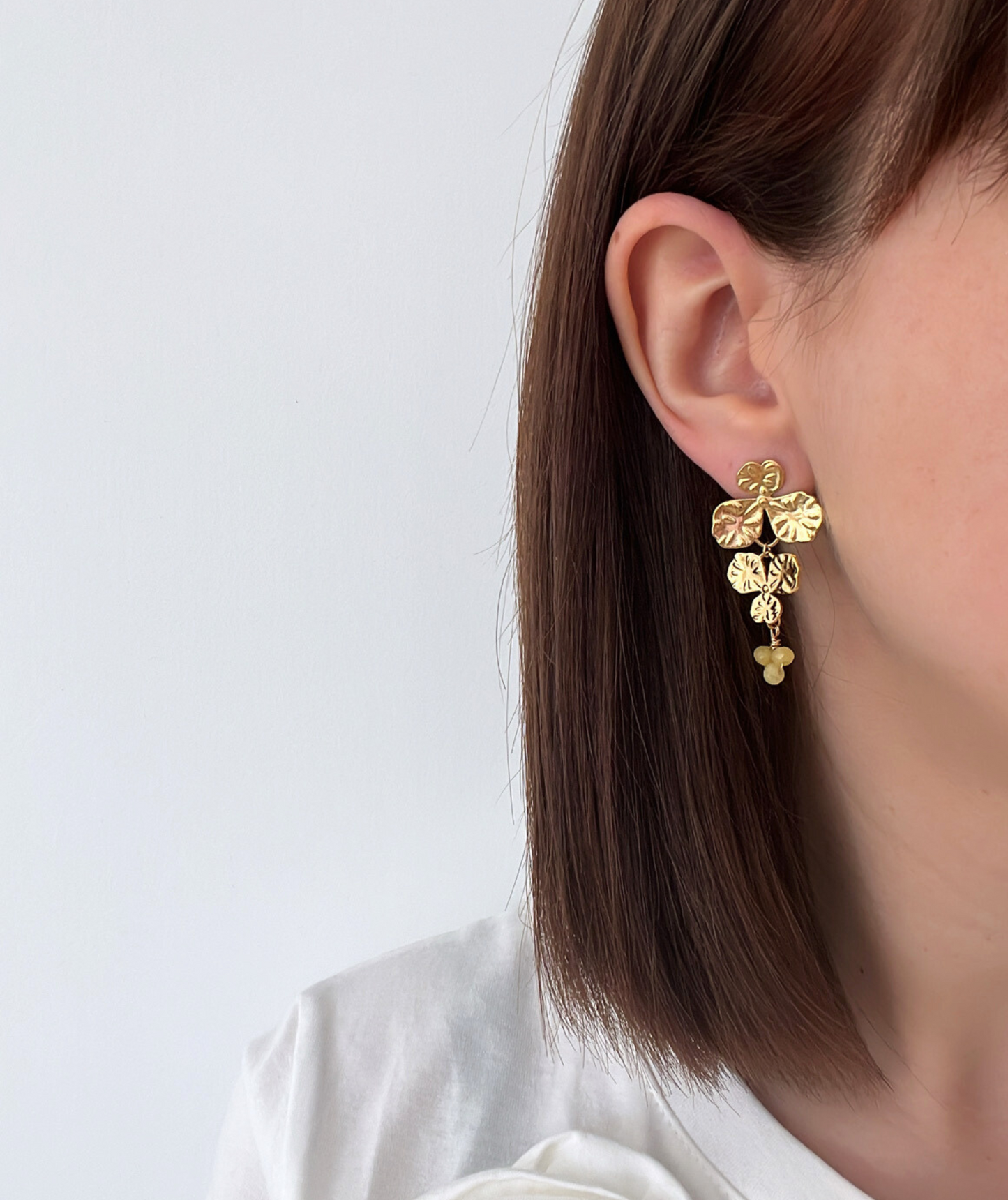 Kaly jaunes - Boucles d'oreilles feuilles pendantes