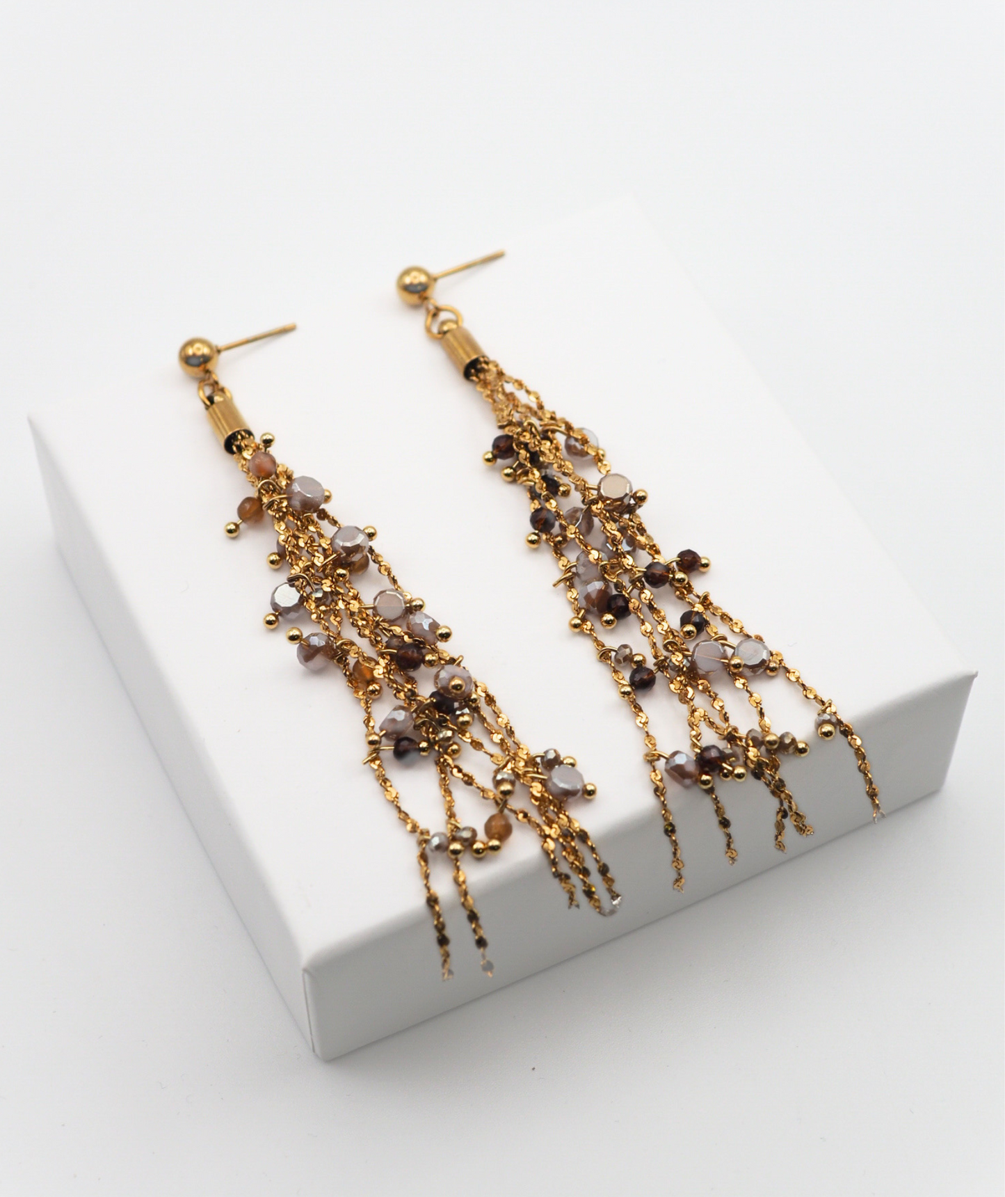 Milana marrons - Boucles d'oreilles fines pendantes