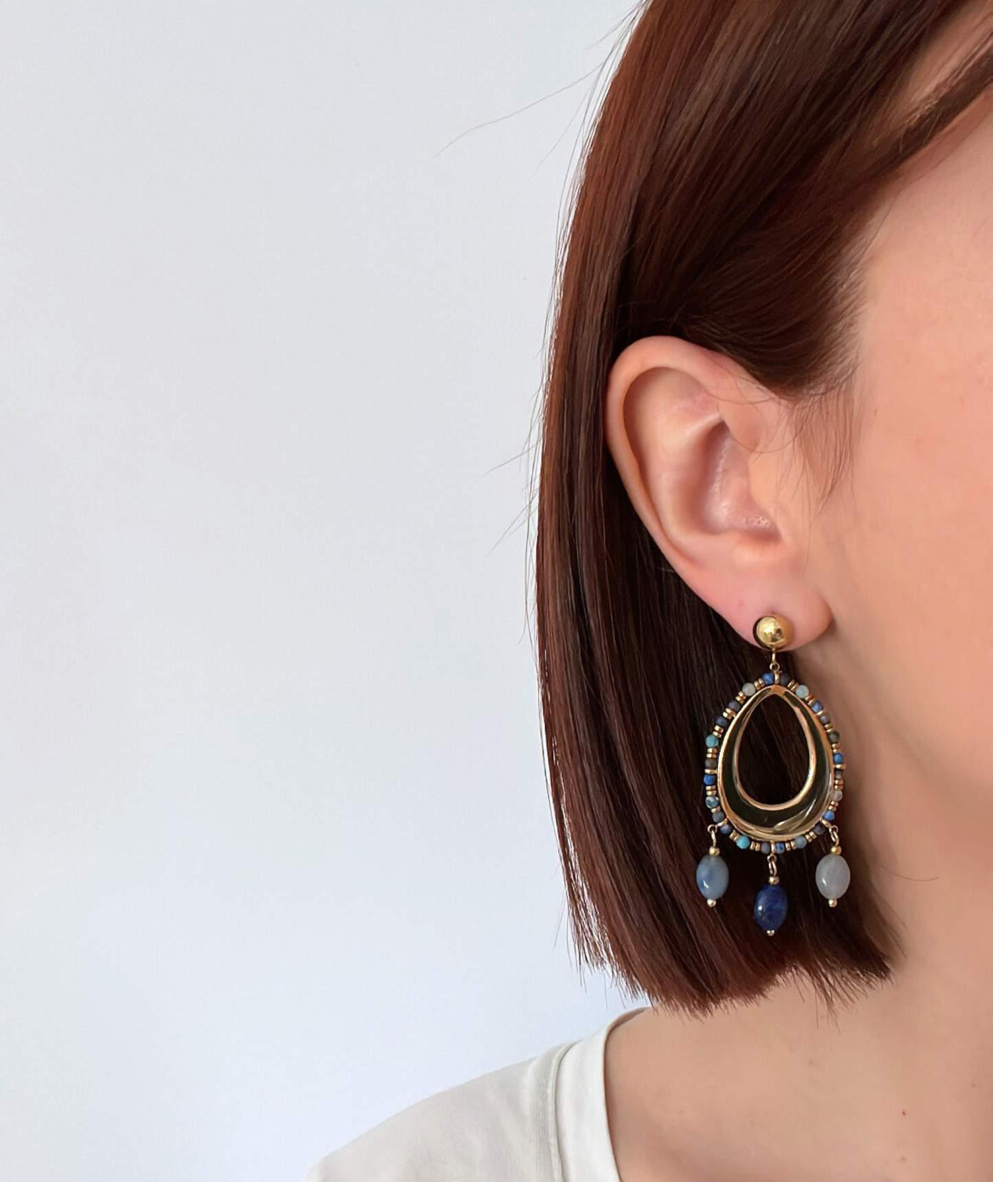 Davina bleues - Boucles d’oreilles perlées