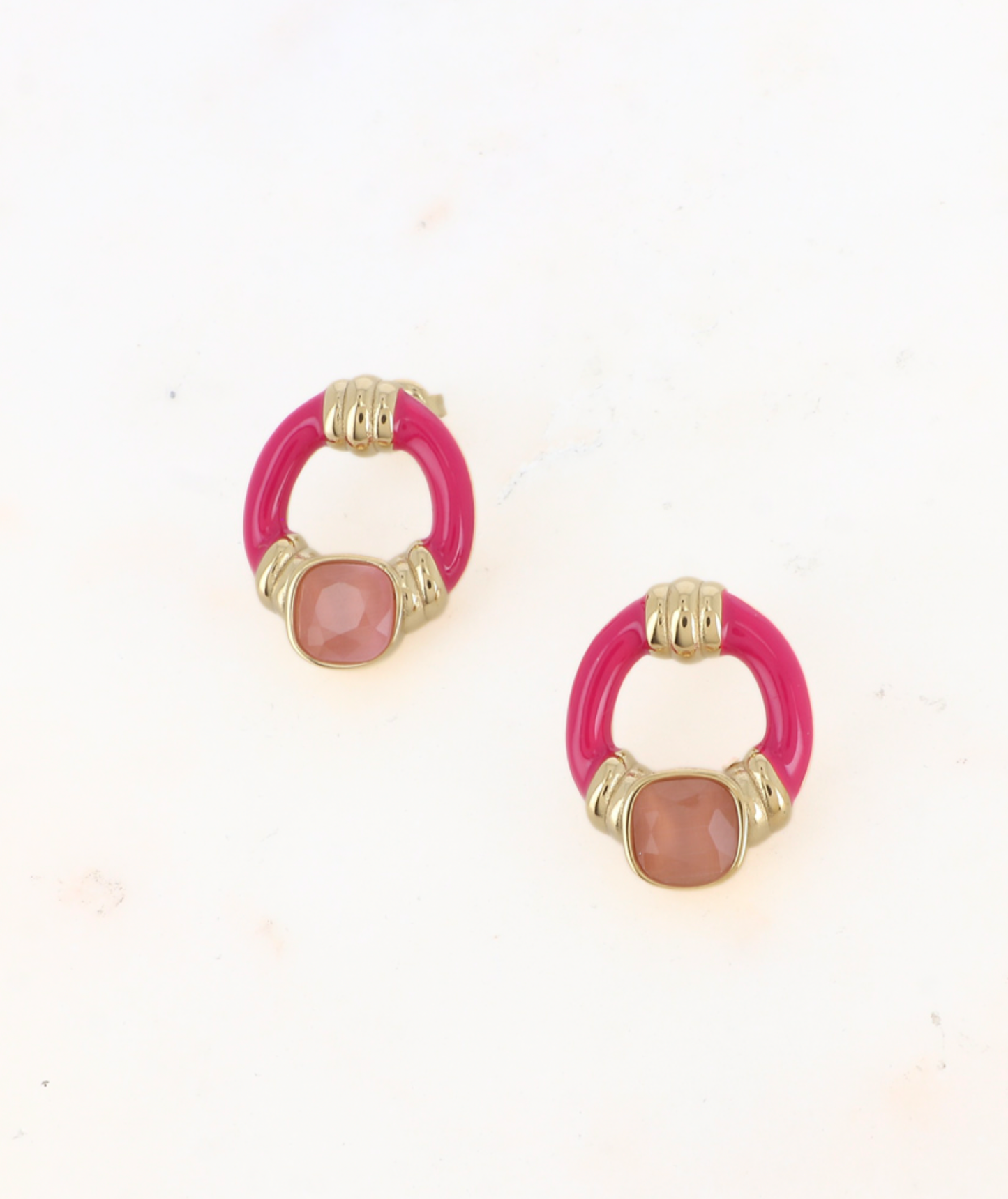 Éléonore roses - Boucles d'oreilles émaillées