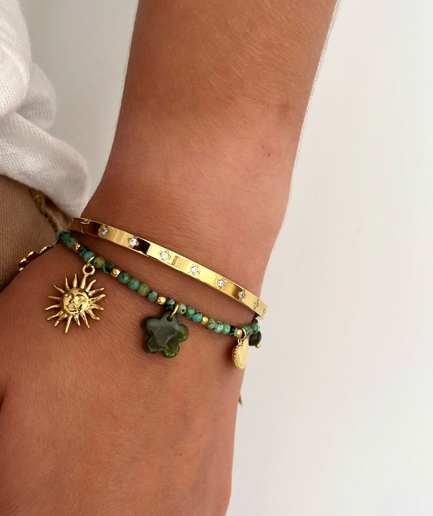 Daphné vert - Bracelet à breloques