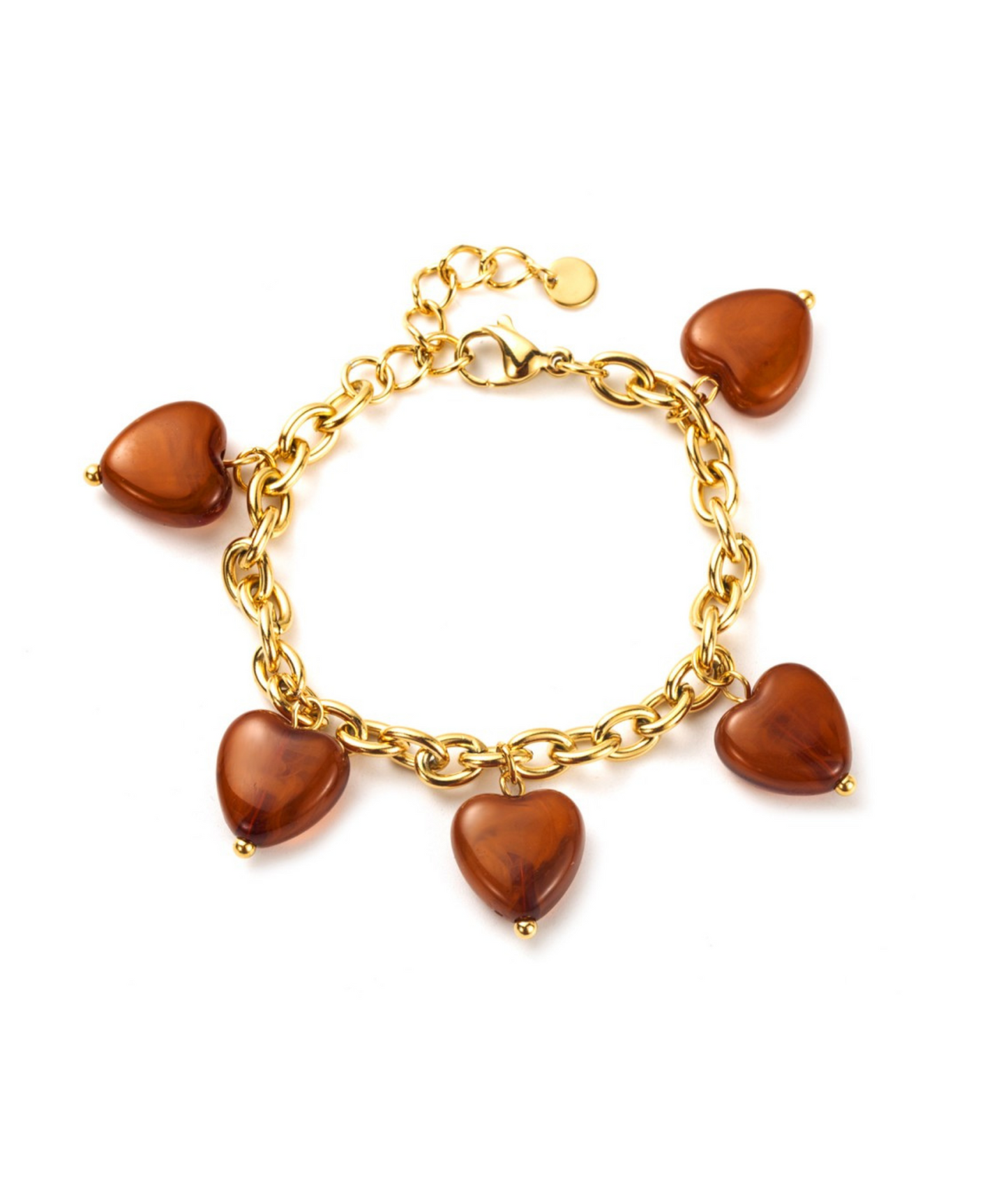 Inès marrons - Bracelet maille coeur