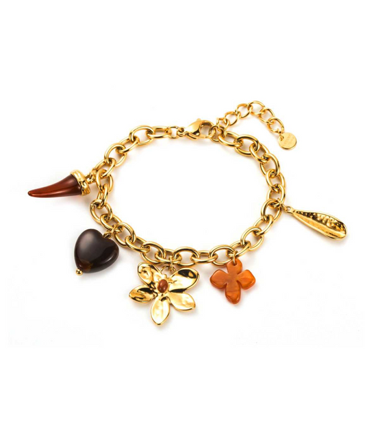 Yzée marron - Bracelet chaîne à pampilles