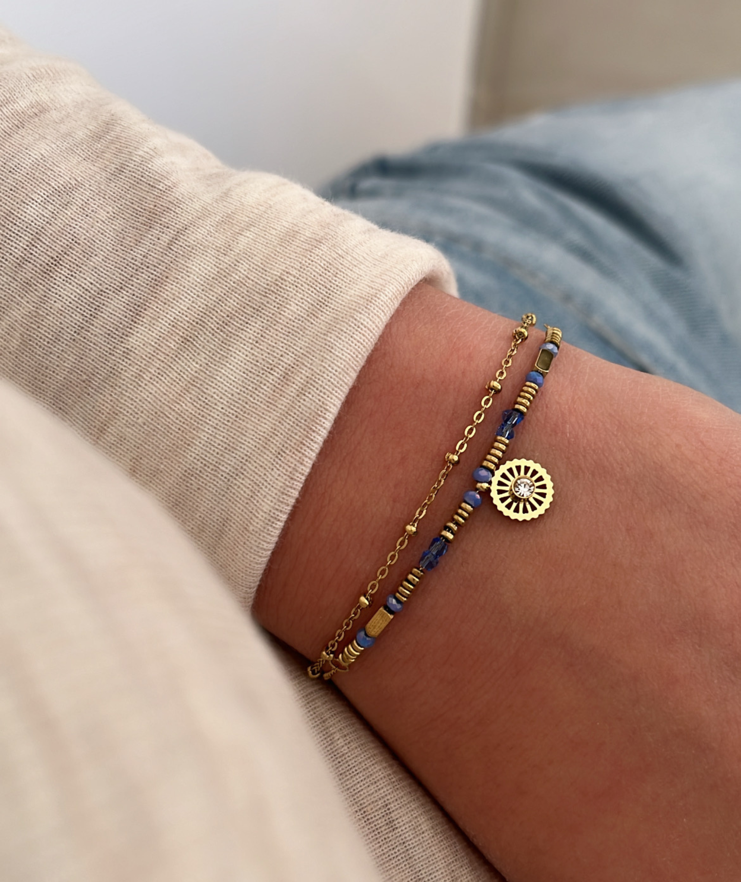 Barbara bleu - Bracelet double