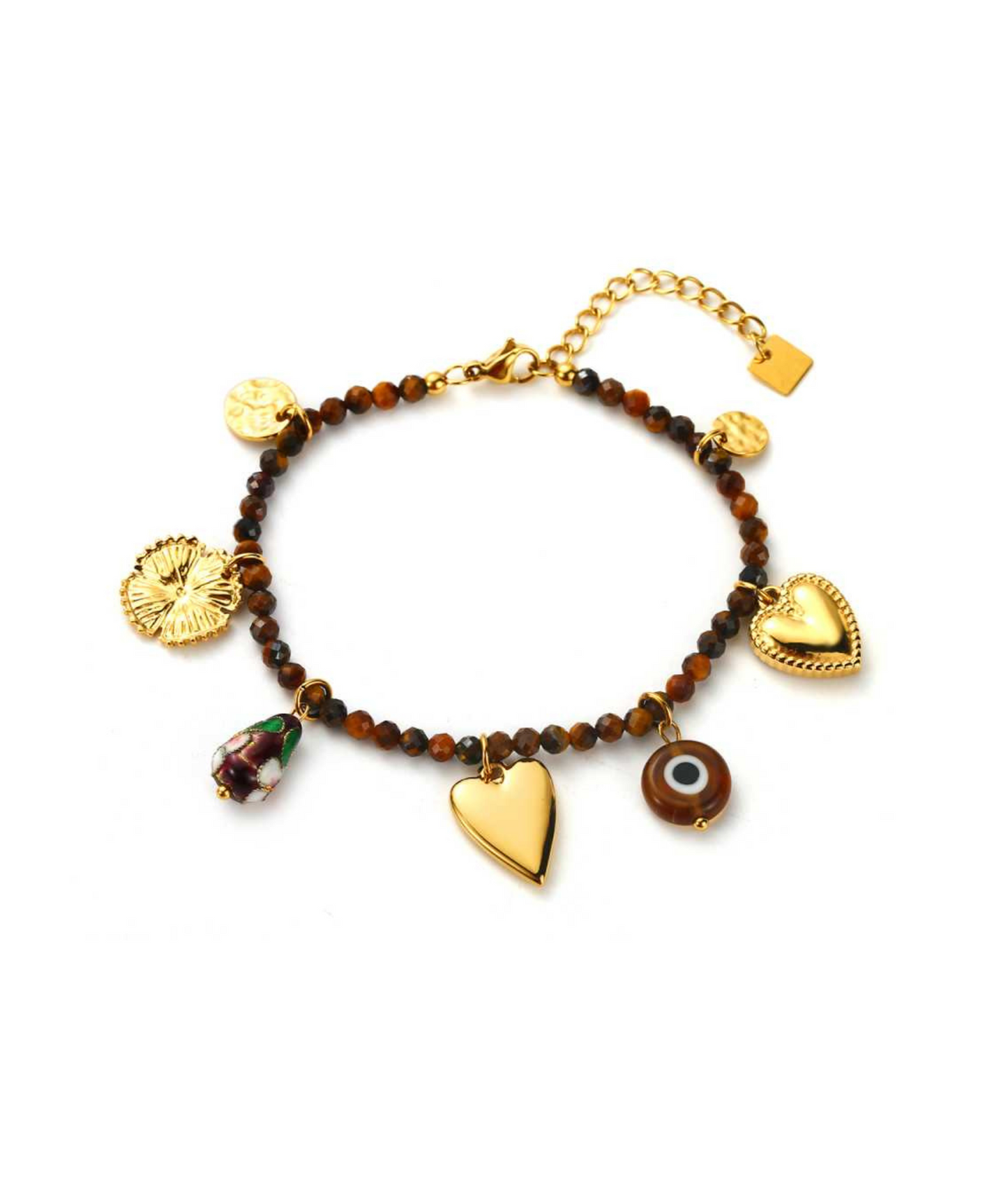 Elise marron - Bracelet pierre à pampilles