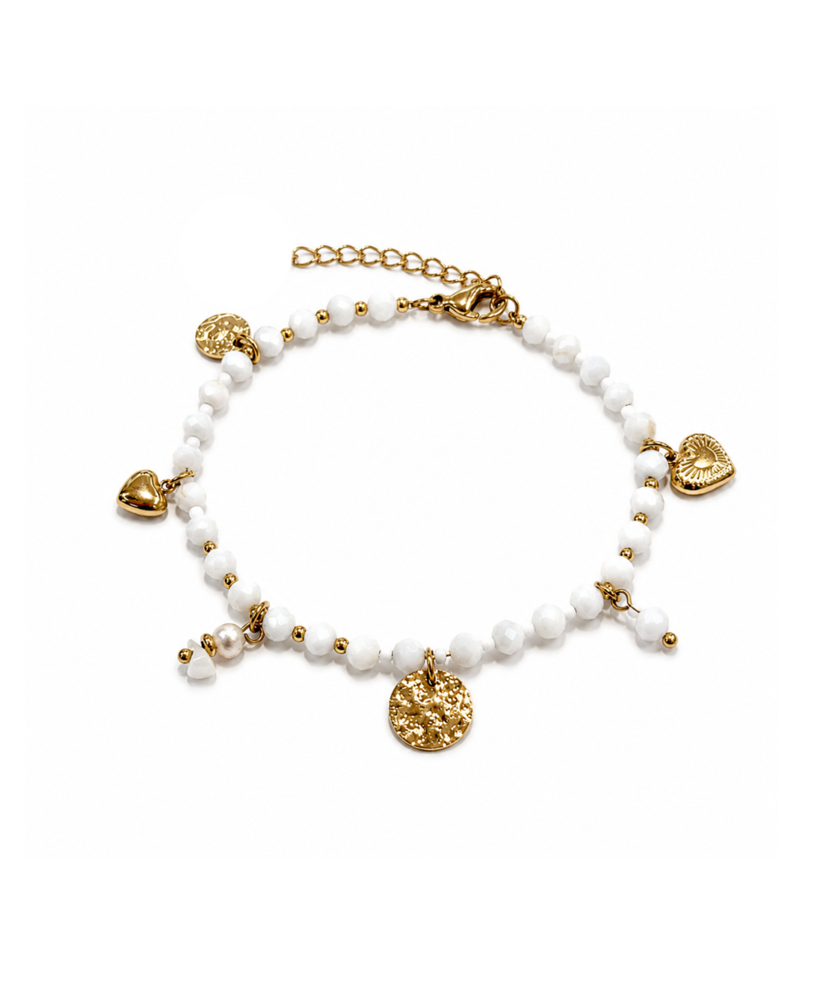 Manie blanc - Bracelet à pampilles dorées