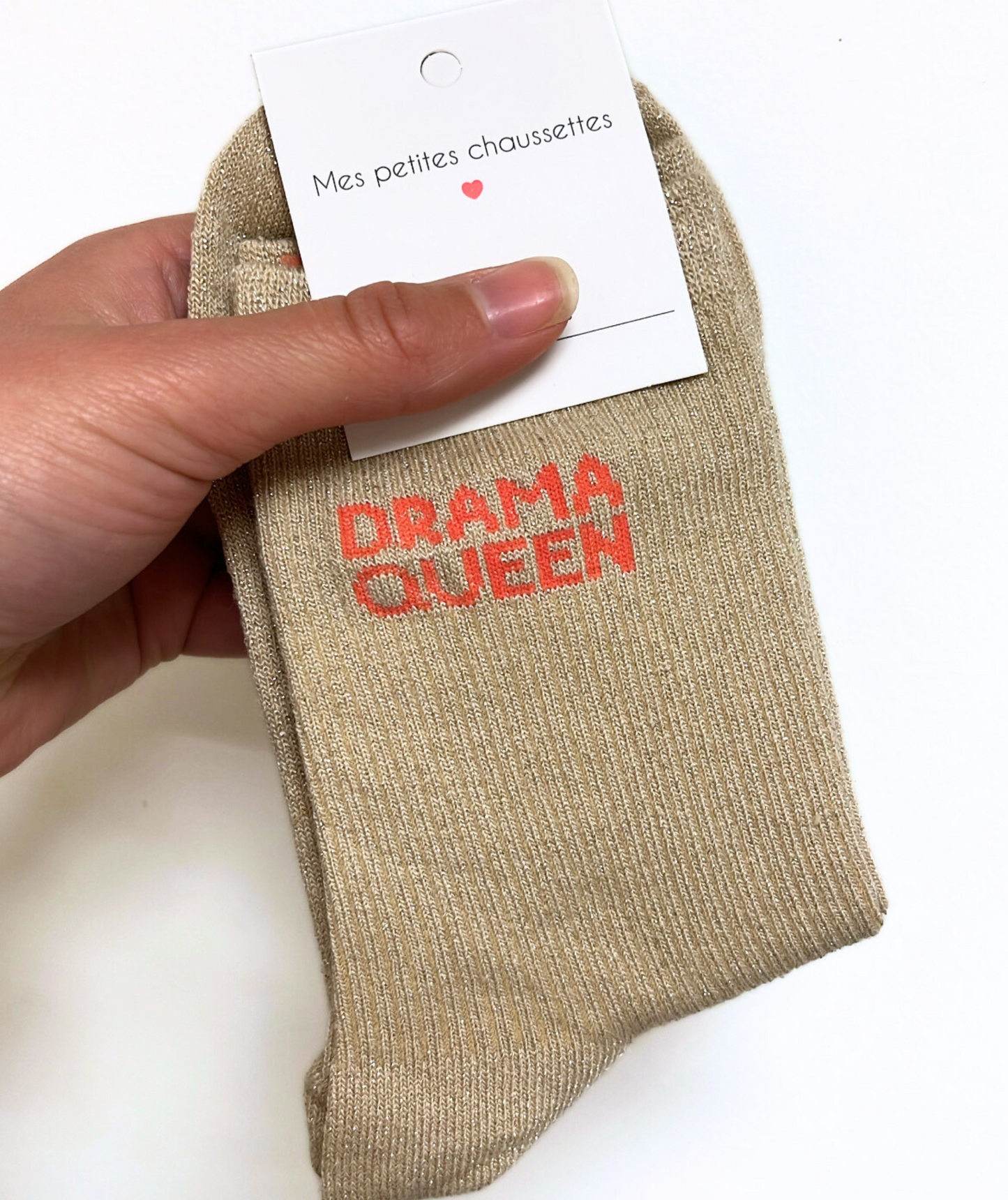 Chaussettes Drama queen beige