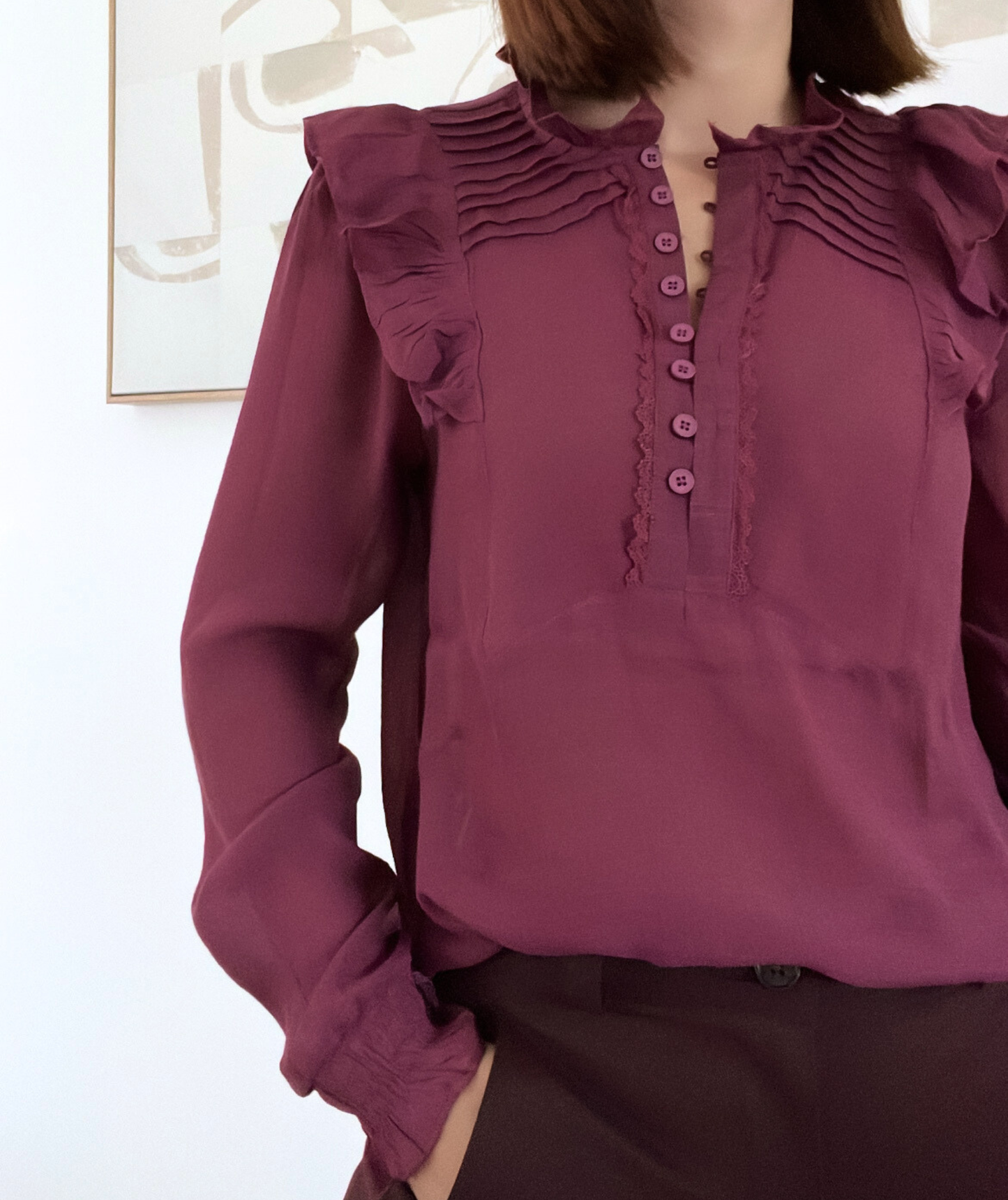 Nina - Chemisier prune à volants