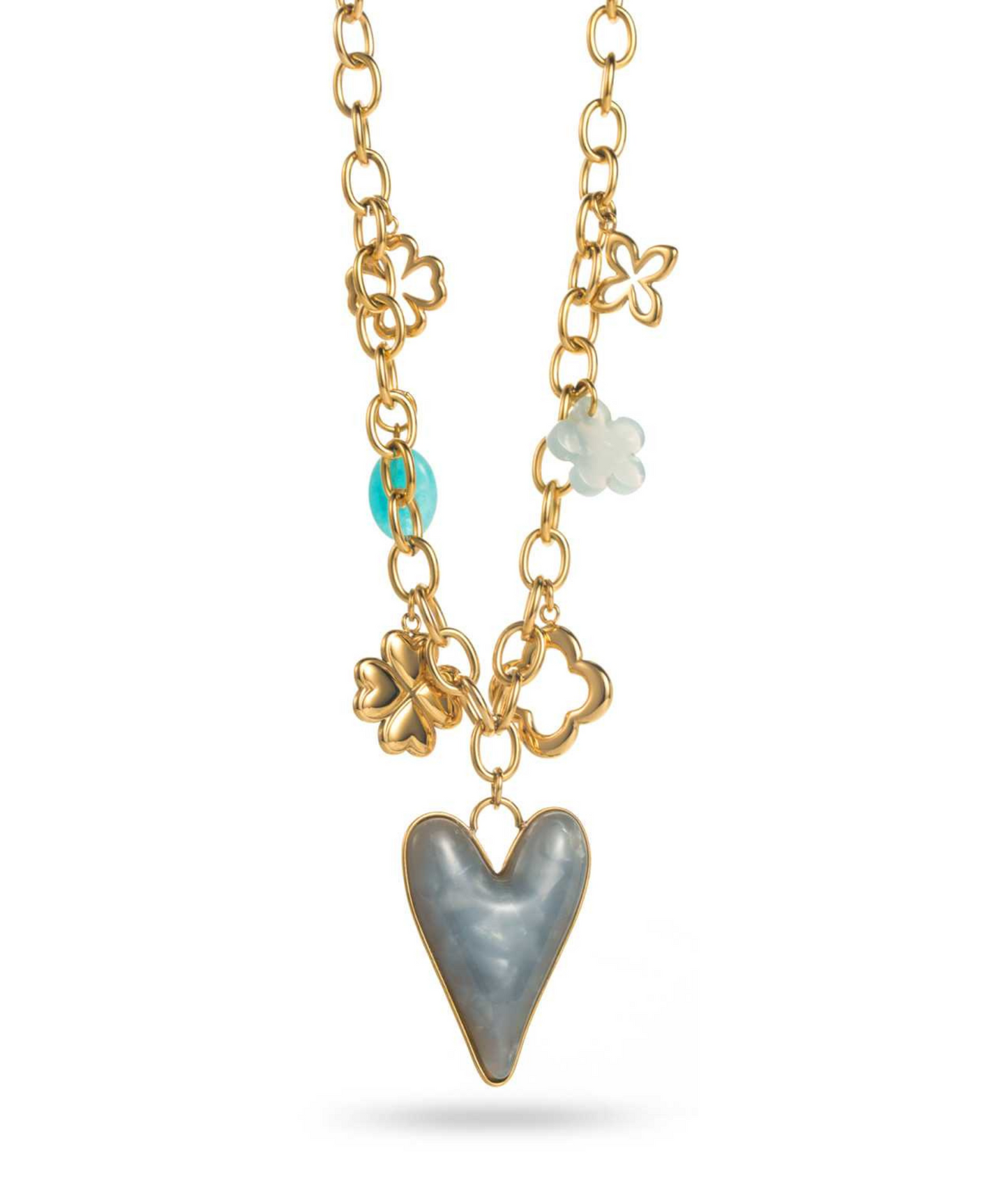Noemi bleu - Collier chaîne à breloques