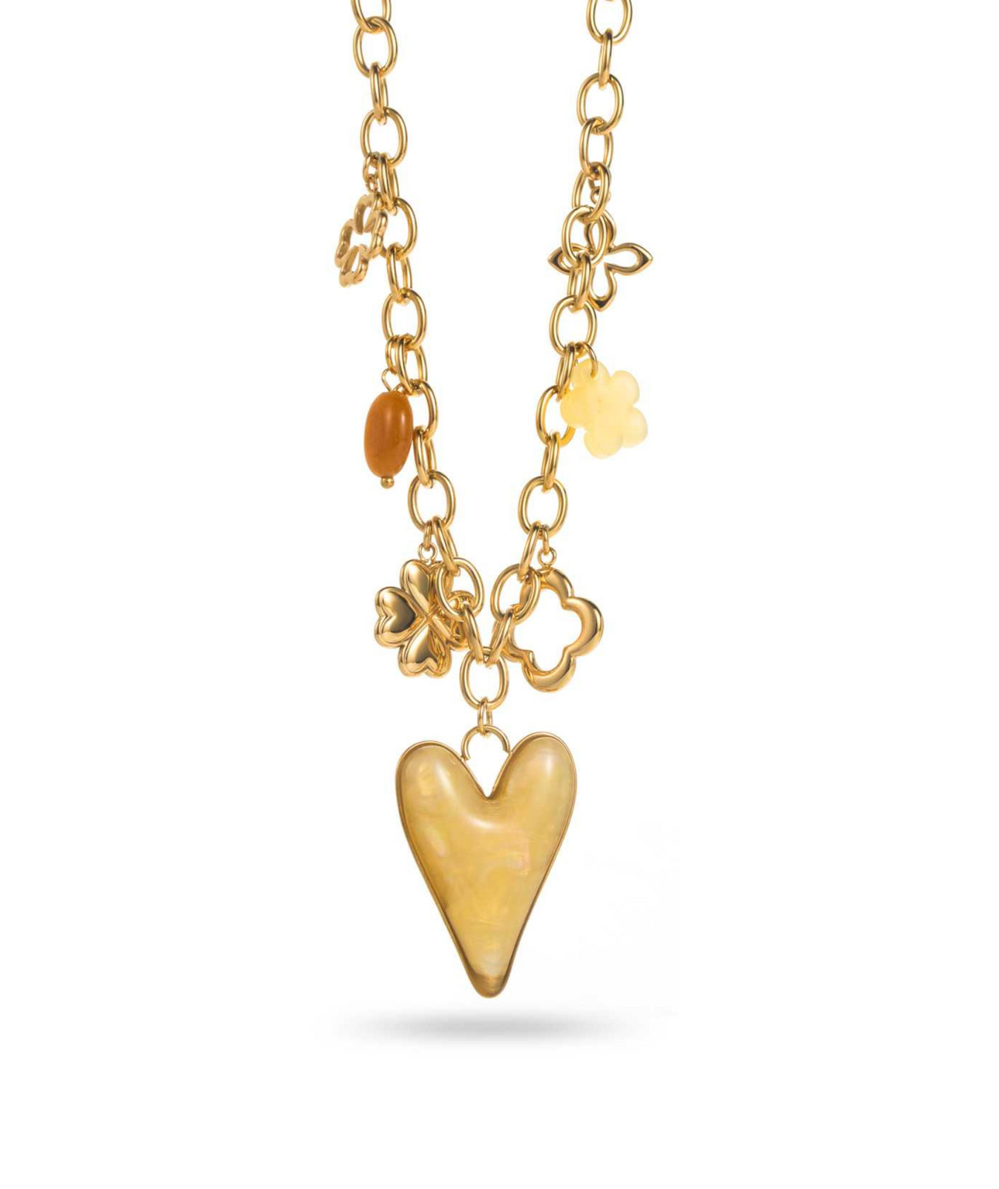 Noemi jaune - Collier chaîne à breloques