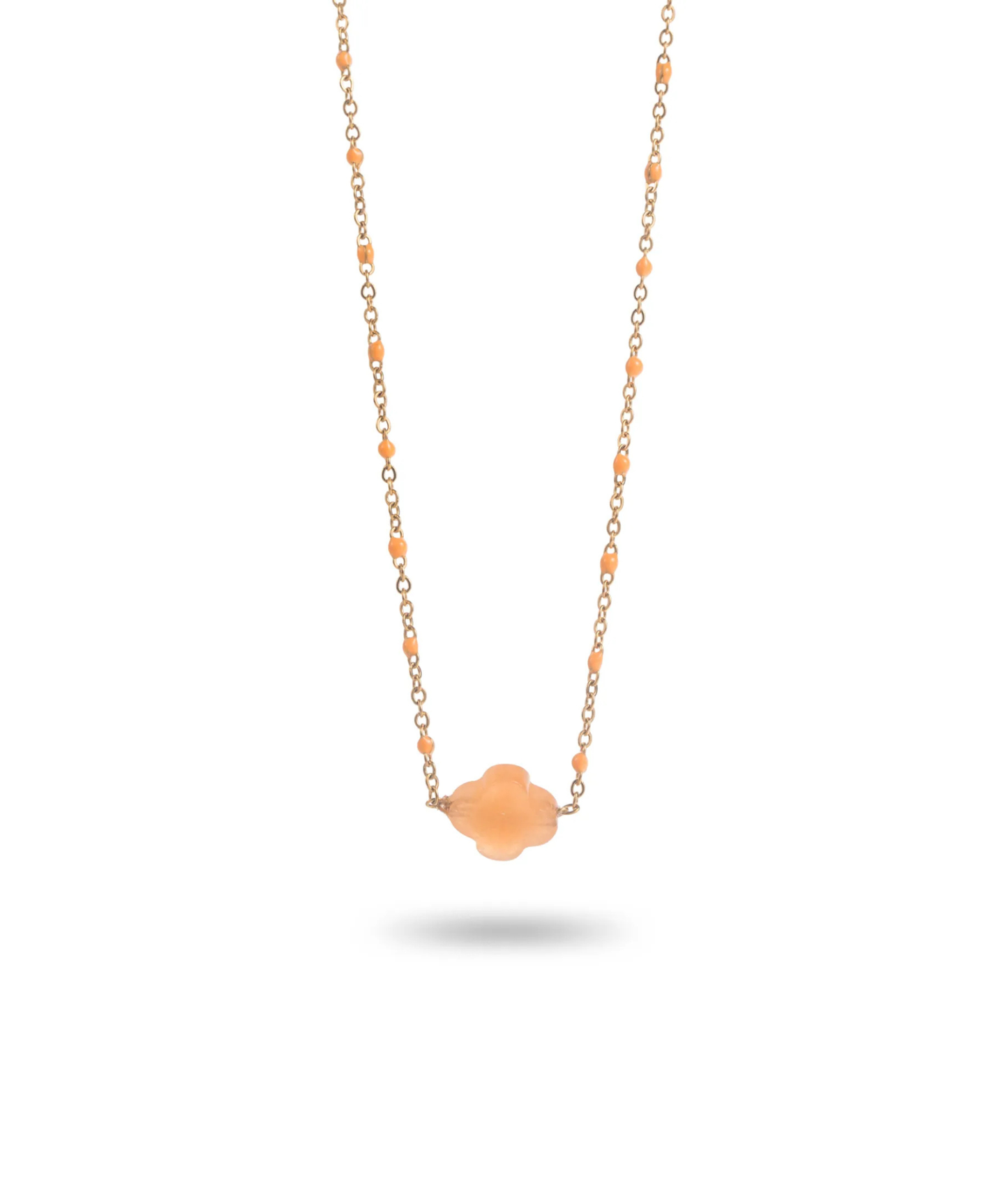 Clémence orange - Collier fin trèfle
