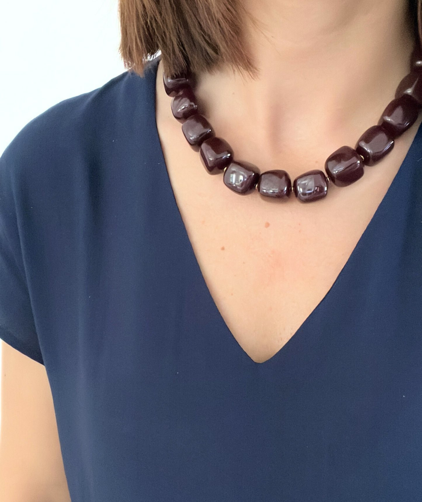 Sancia prune - Collier résine