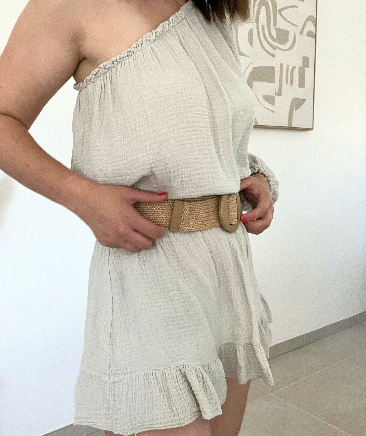 Chloé beige - Combishort en gaze de coton
