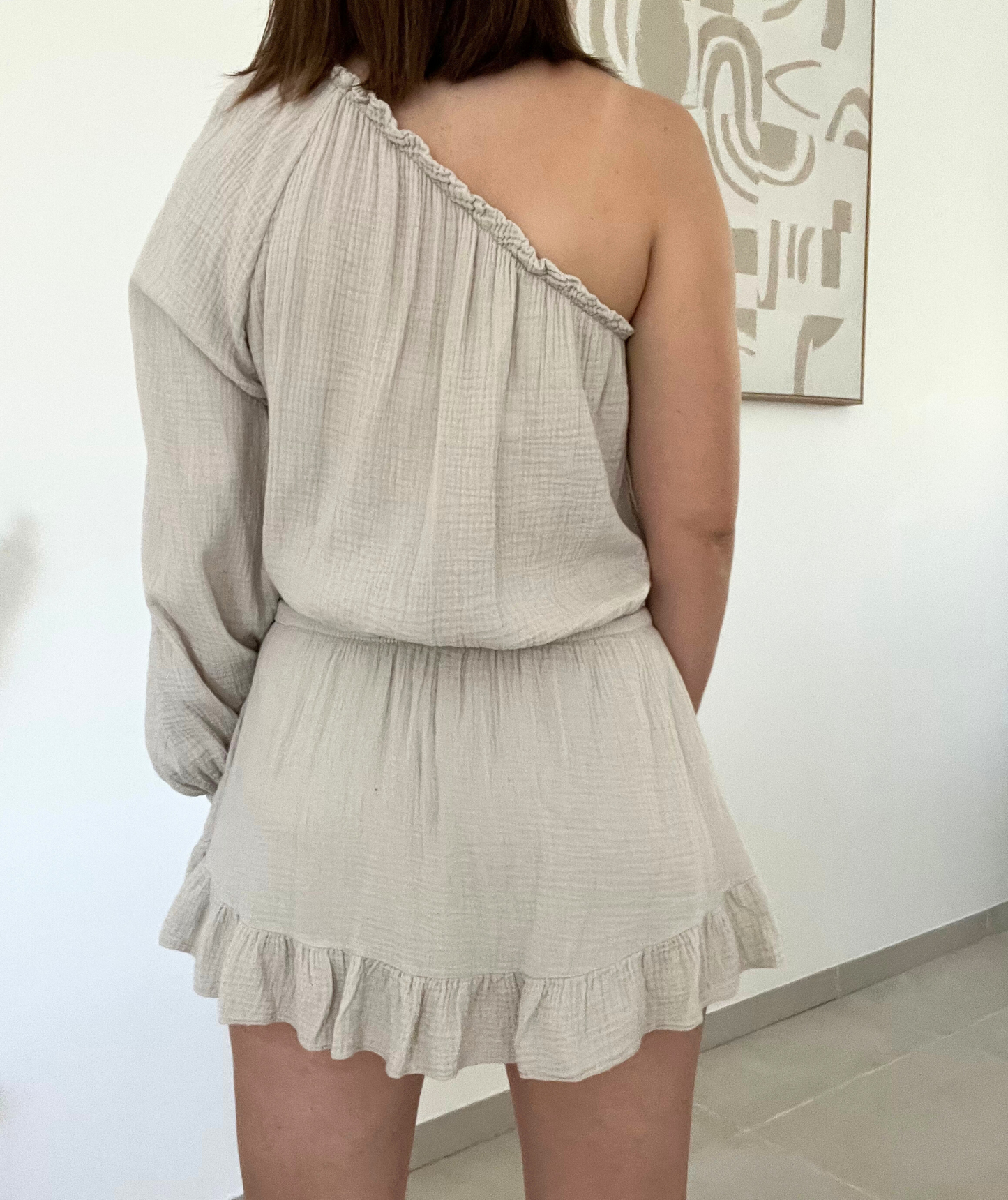 Chloé beige - Combishort en gaze de coton