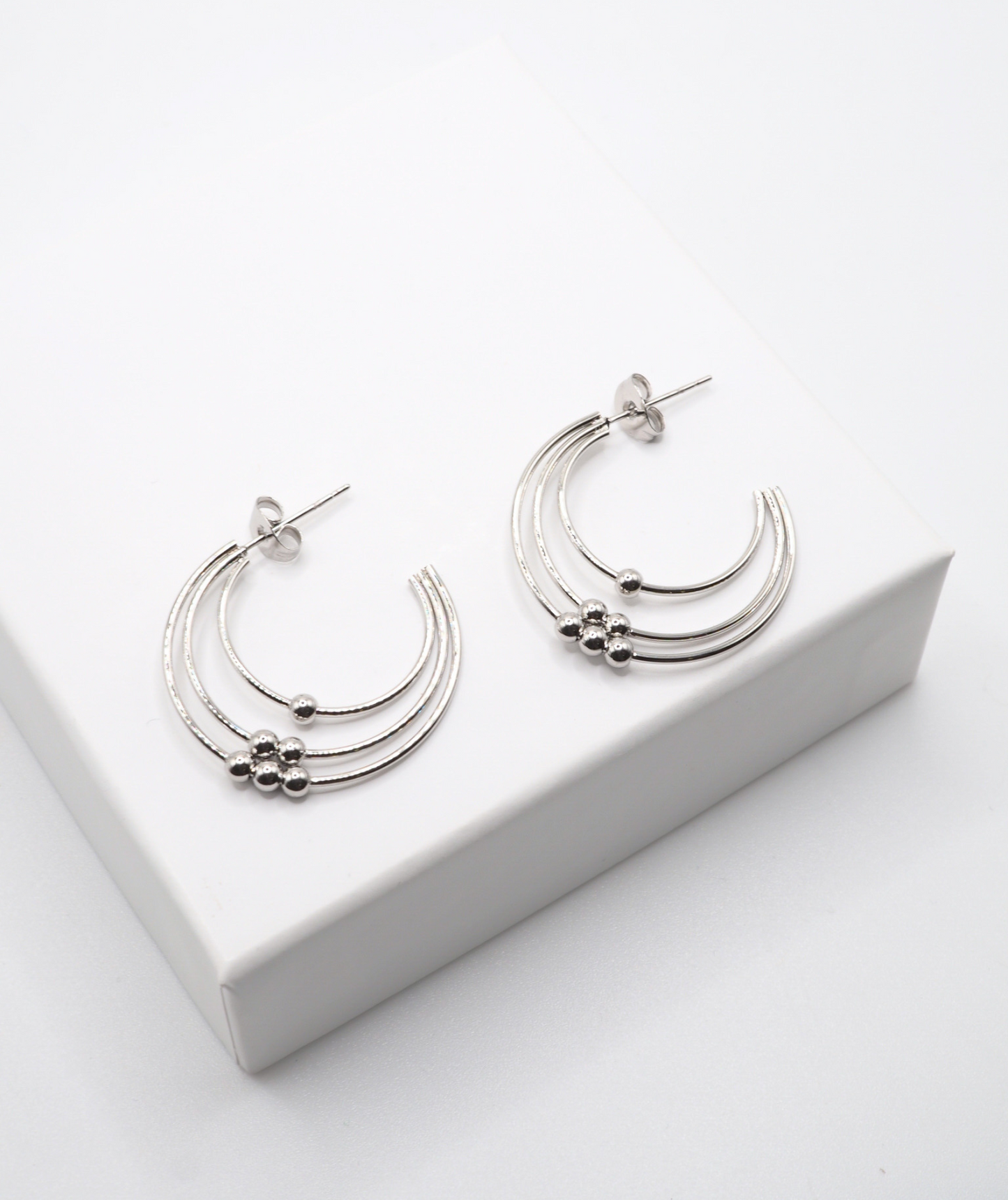 Misha argentées - Boucles d'oreilles triple créoles