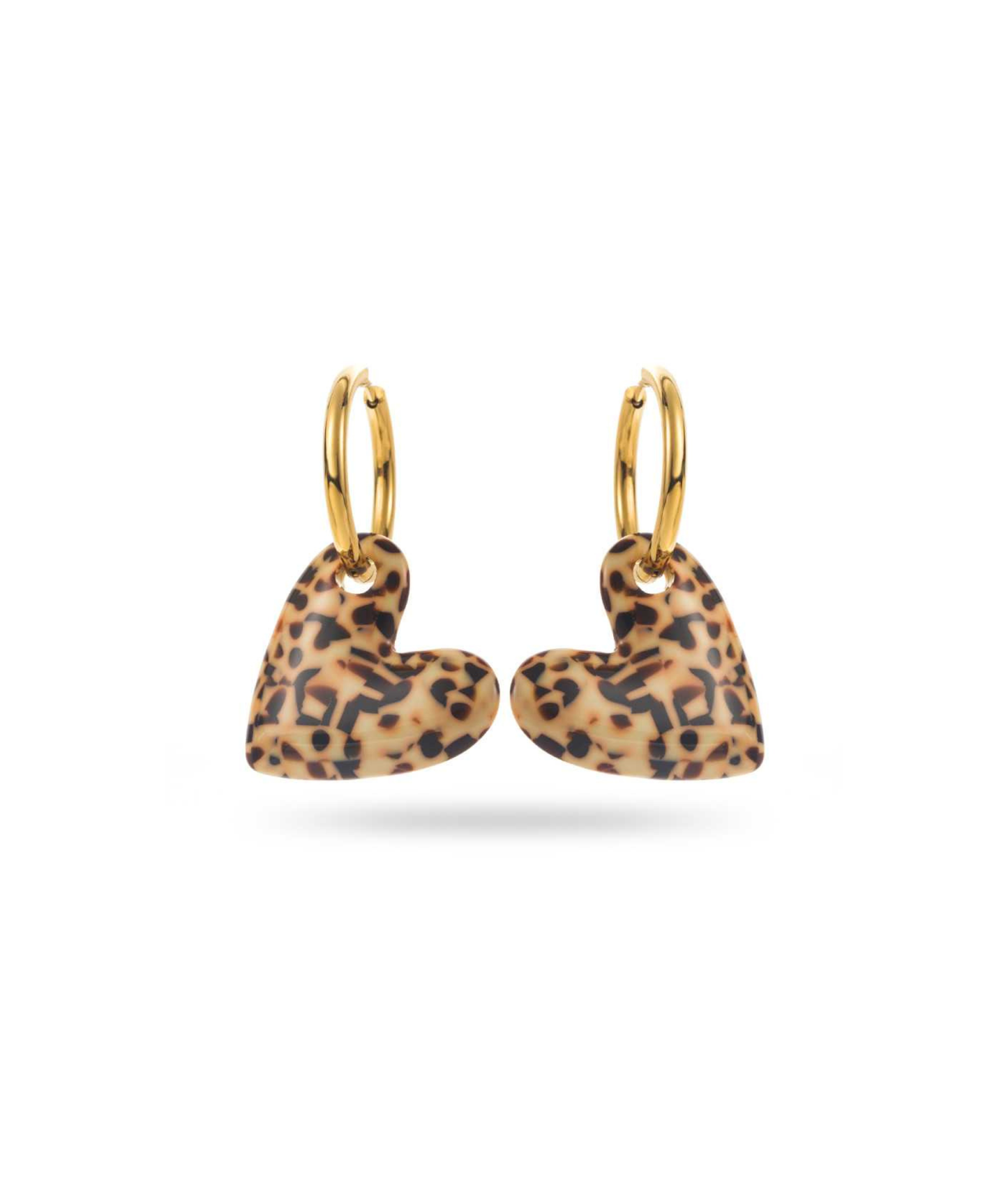 Éleora léopard - Boucles d'oreilles créoles coeurs