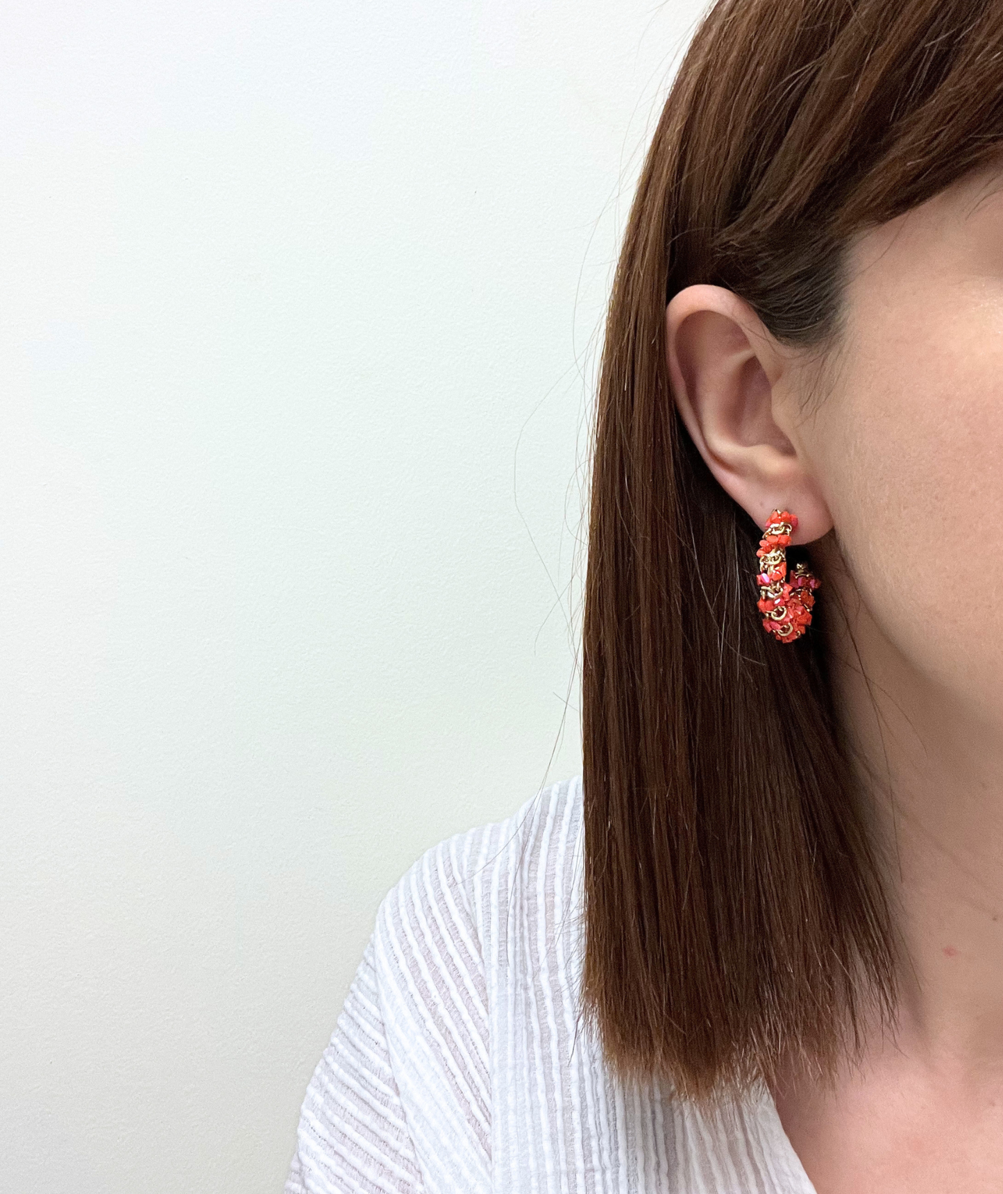 Olivia oranges - Boucles d'oreilles créoles perlées