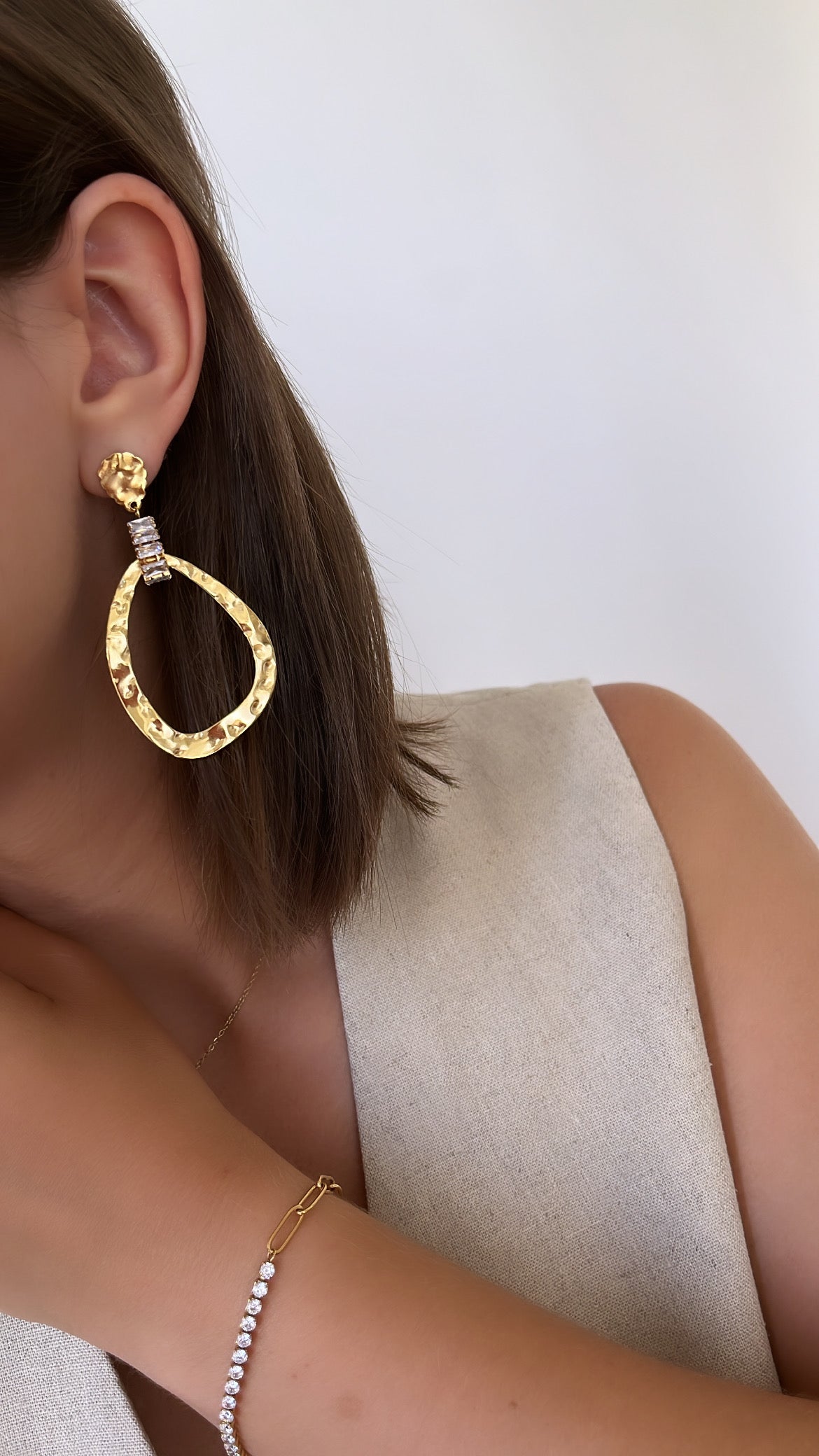 boucles d'oreilles dorées pour soirée en acier inoxydable