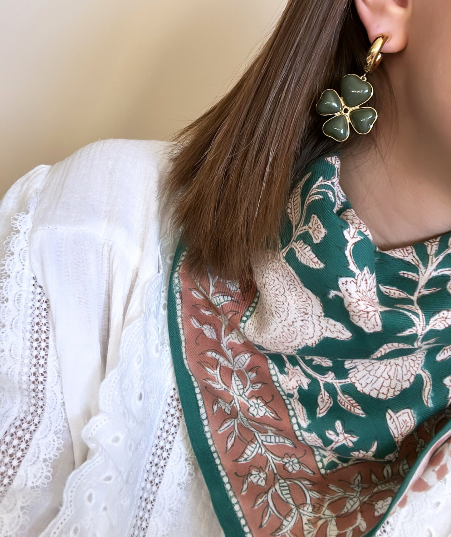 Foulard carré vert