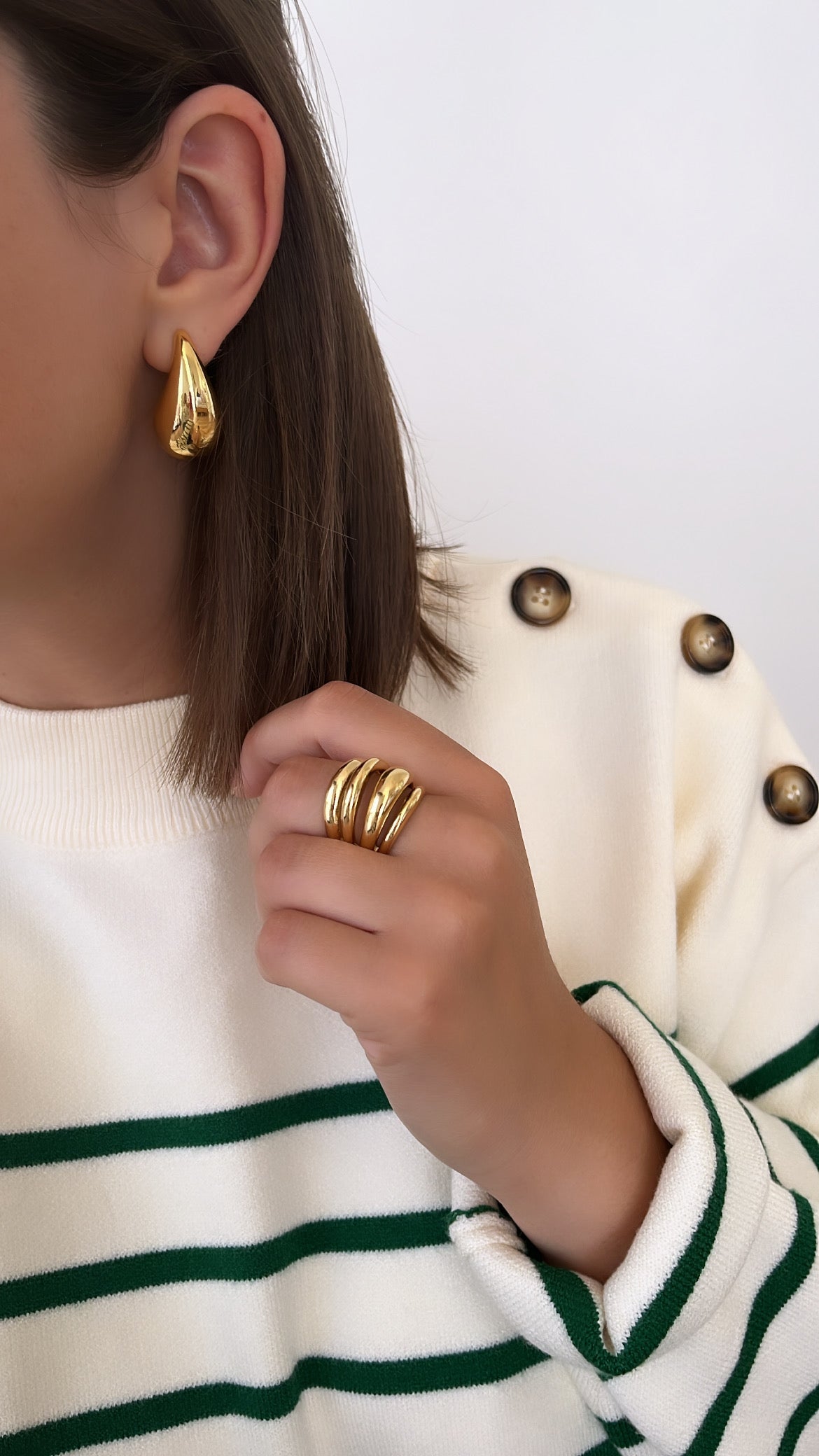 boucles d'oreilles dorées en acier inoxydable pour femme