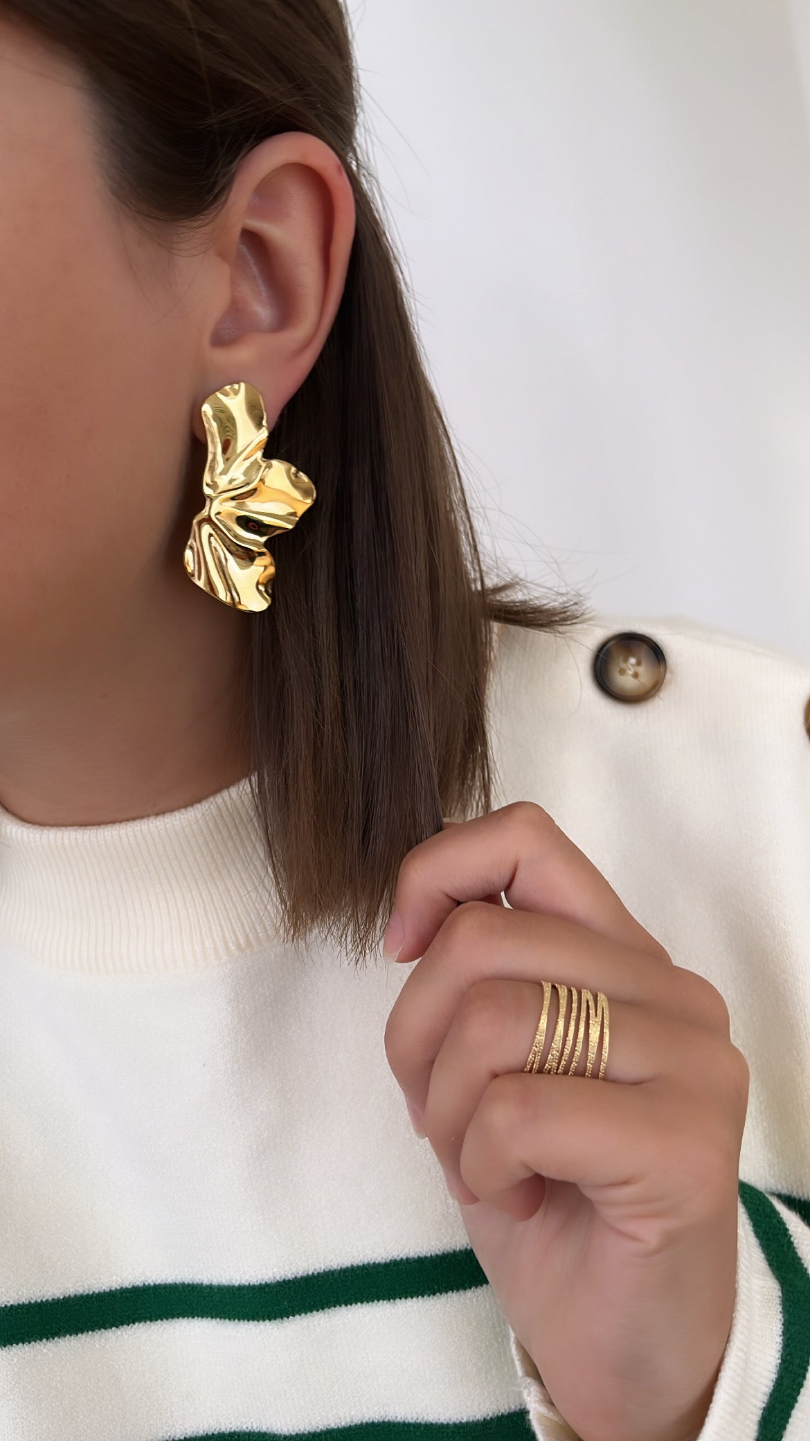 boucles d'oreilles feuilles dorées pour mariage en acier