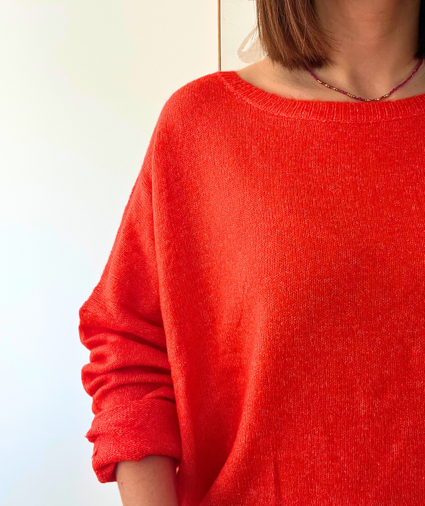 Lauriane orange - Pull fin col rond