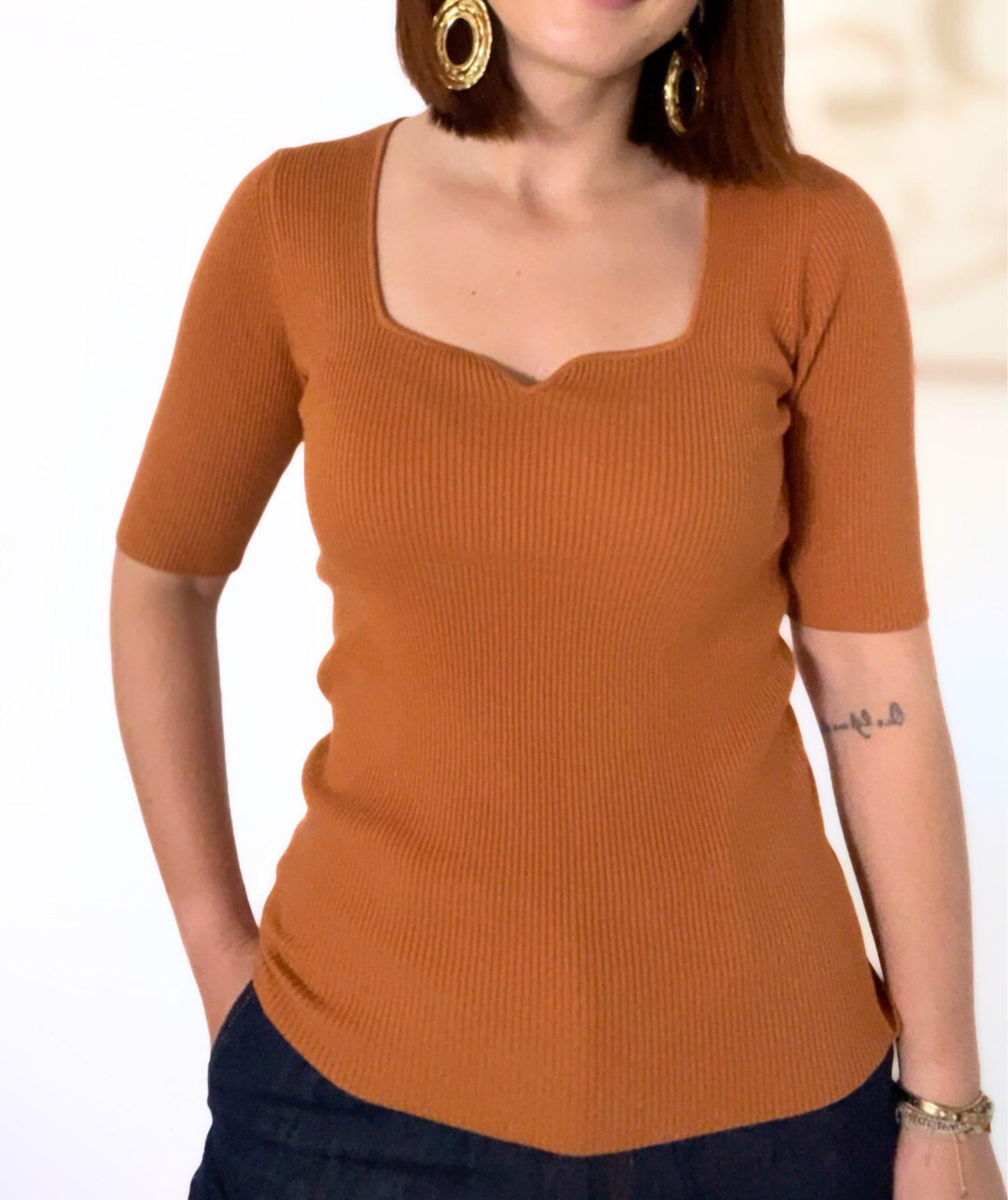 Orlana - Haut côtelé terracotta