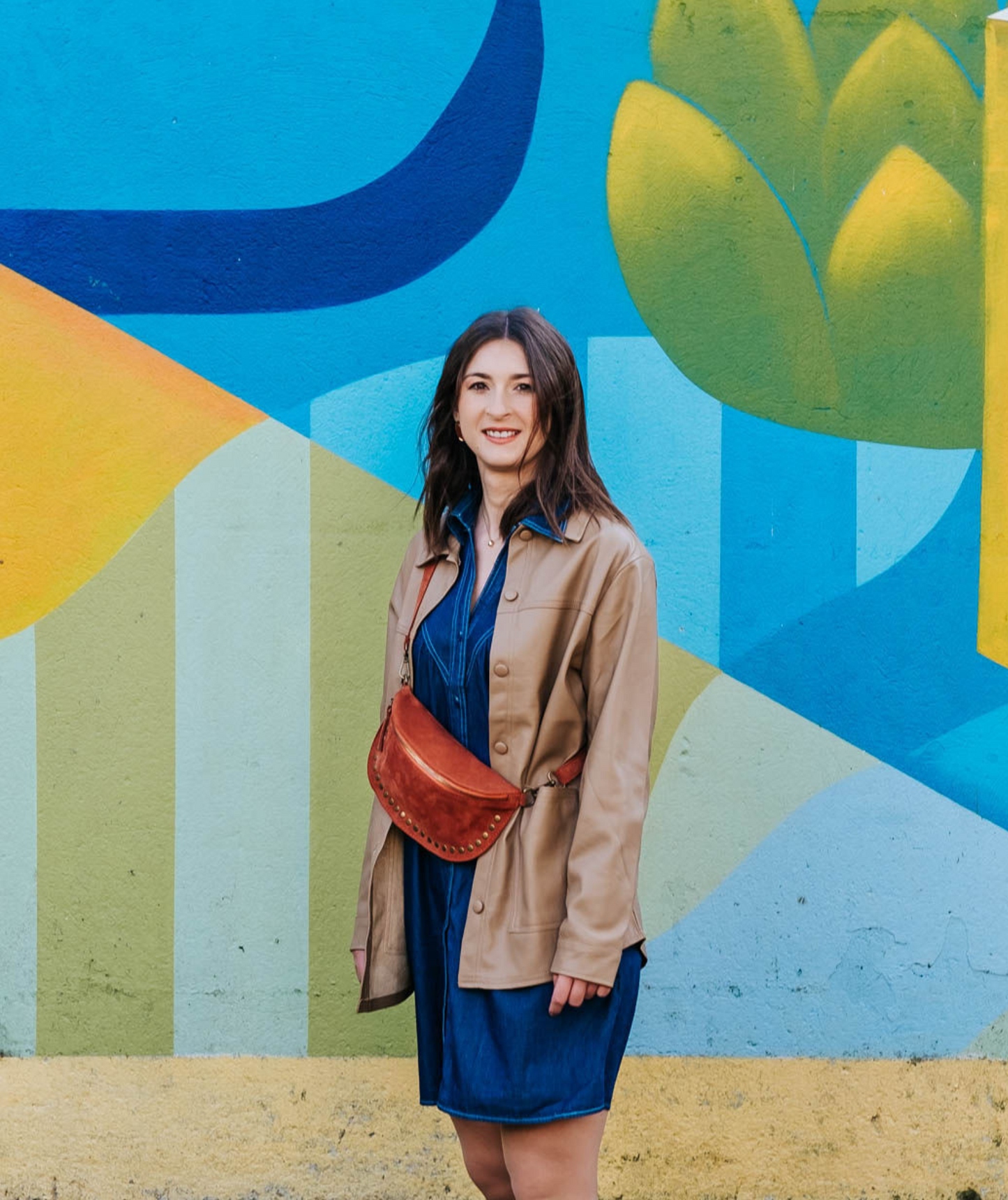 Juliette - Veste droite en simili cuir camel