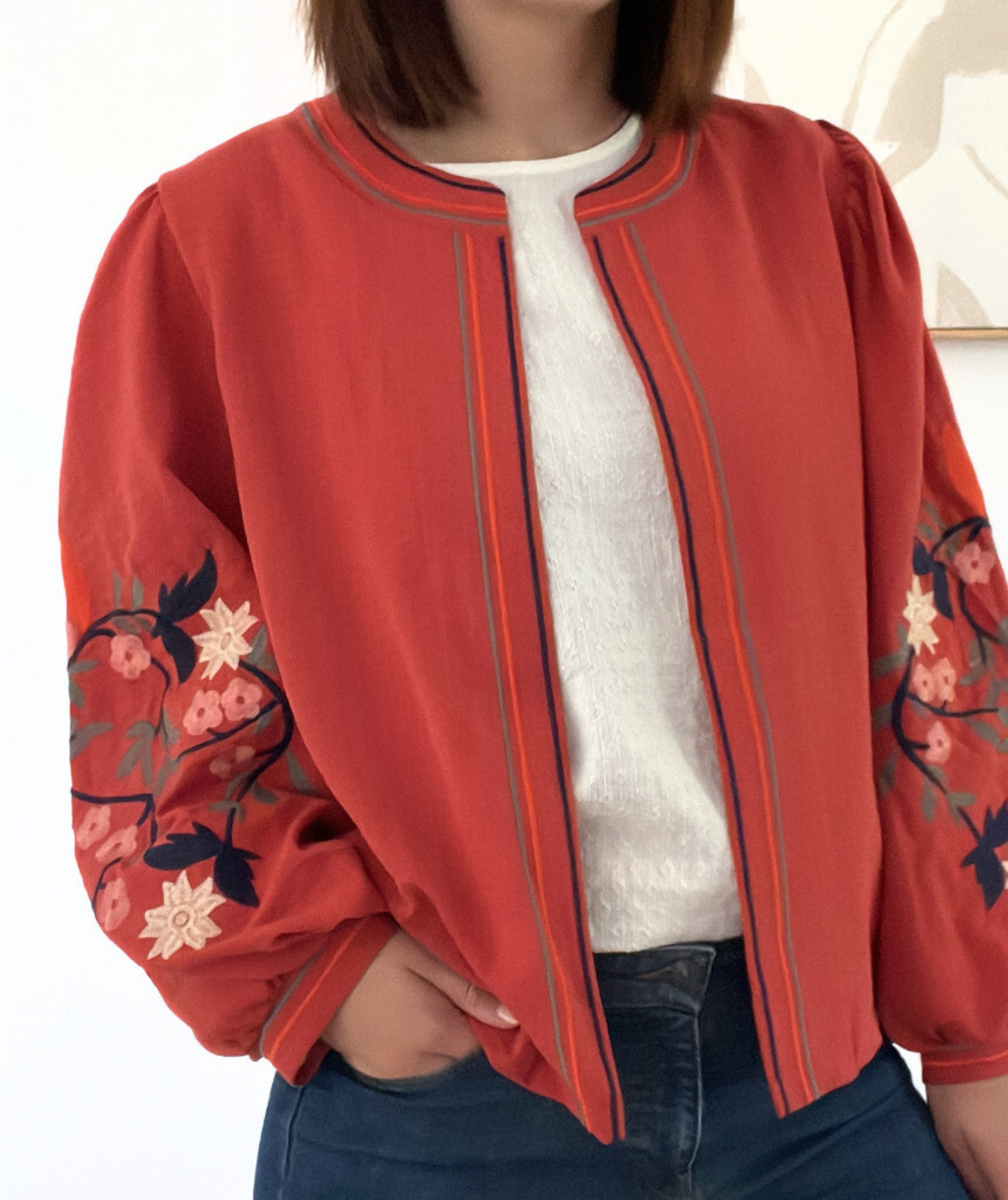 Zelva terracotta - Veste brodée
