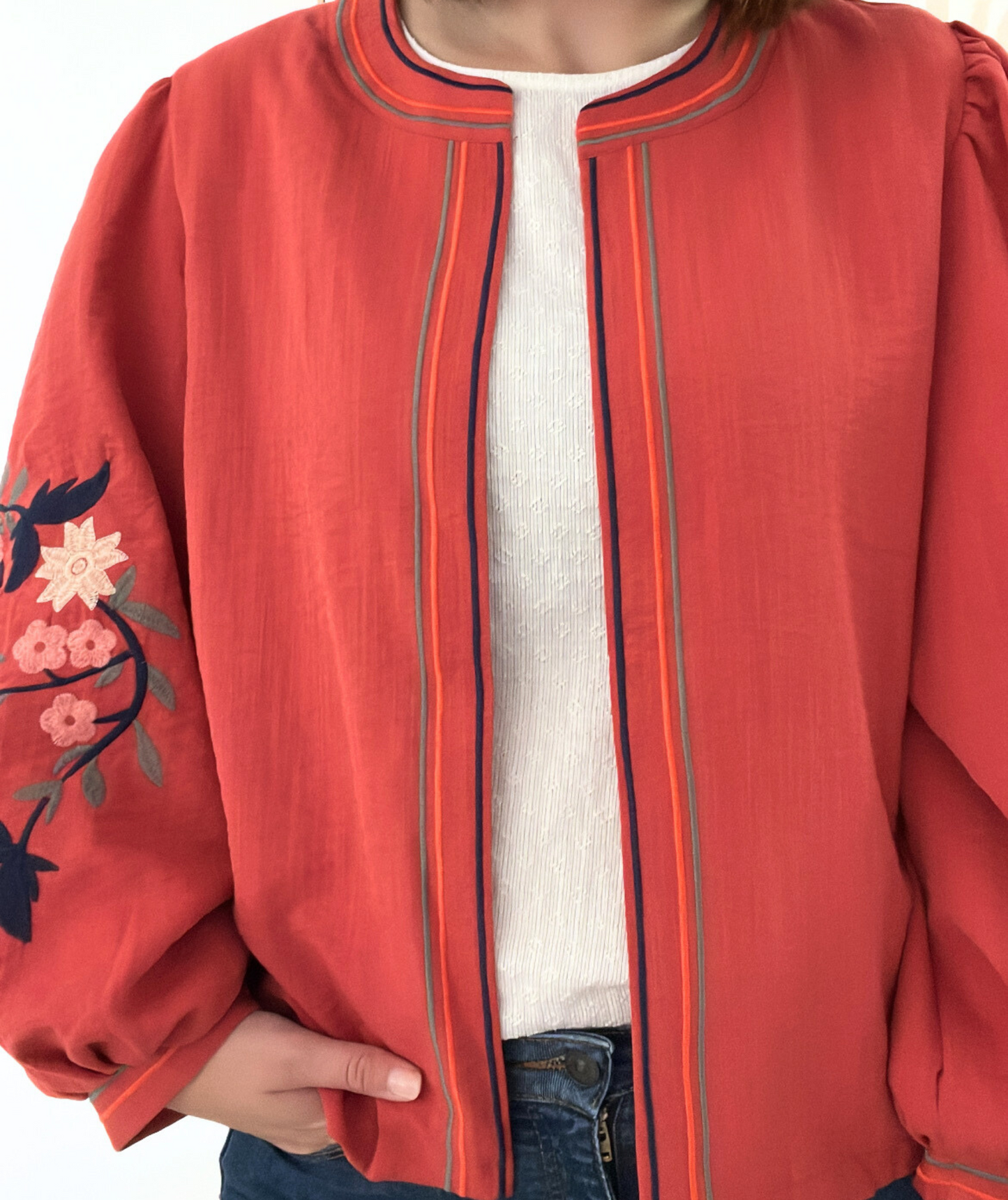 Zelva terracotta - Veste brodée