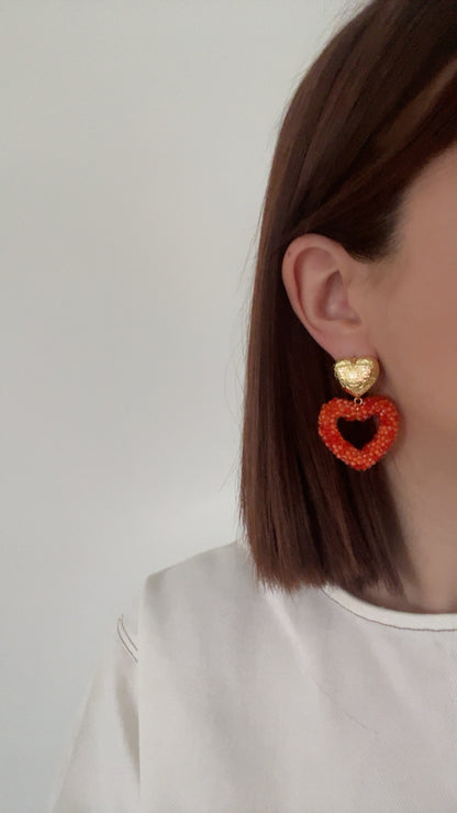 Lena oranges - Boucles d'oreilles coeur