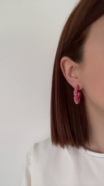 Marlène roses - Créoles petites fleurs